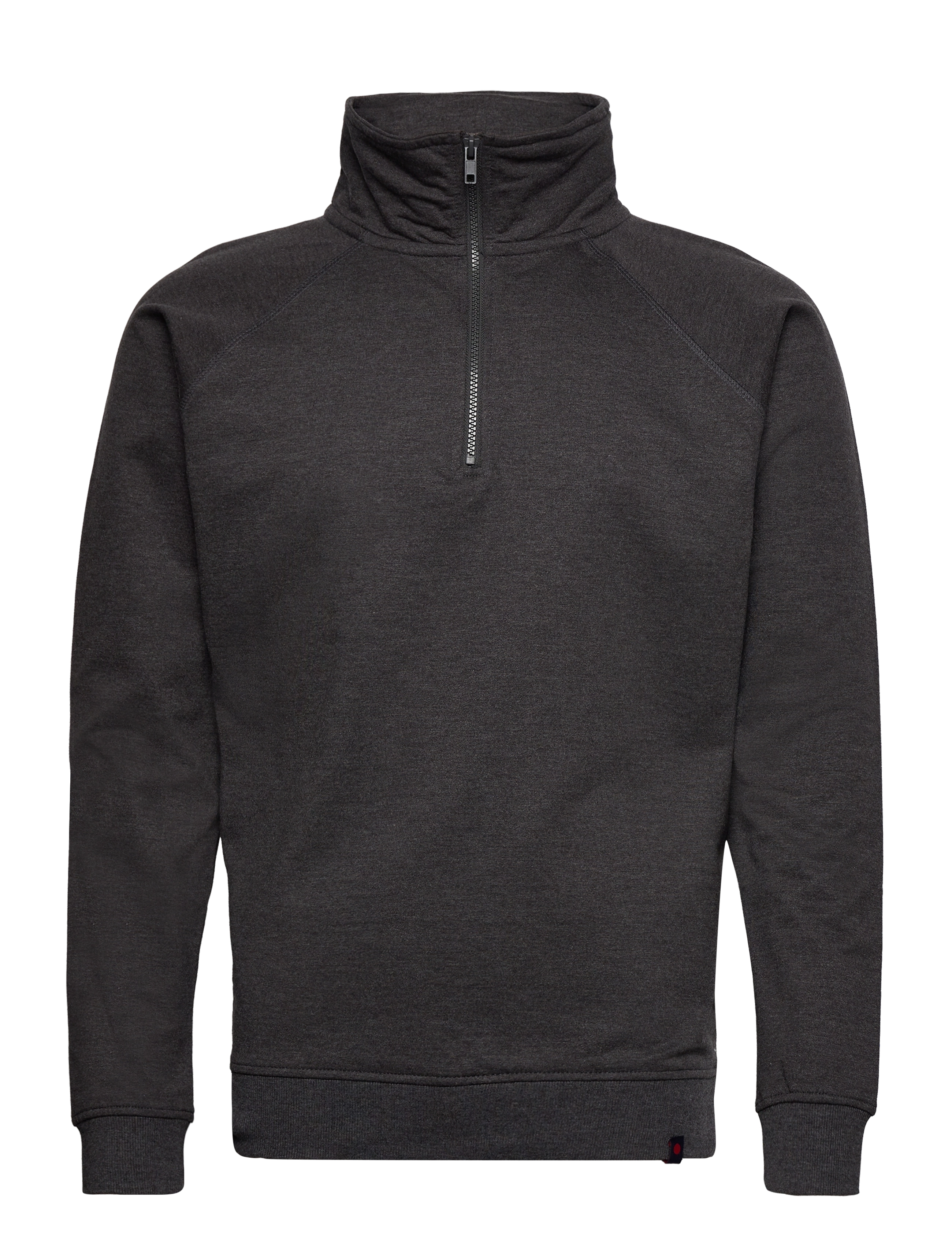 Basic Half-Zip Highneck - DARK GREY MELANGE