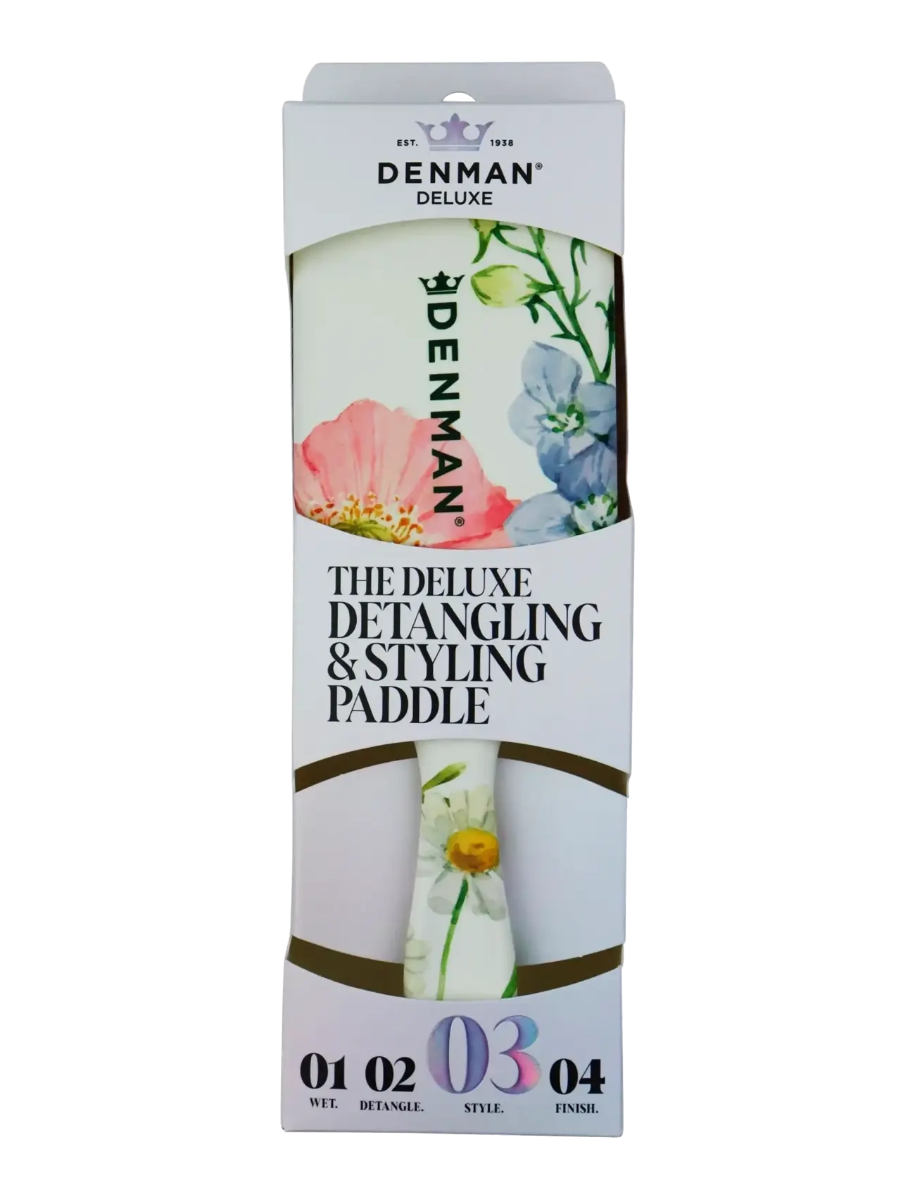 Denman - DENMAN Deluxe D38 Power Paddle Brush Floral Fantasies - paddelbørster - multi-colored - 2