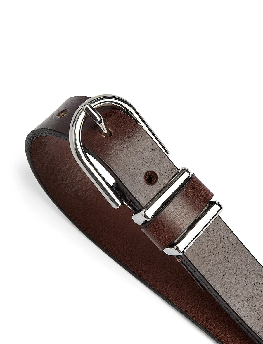 DEPECHE - Jeans Belt - læderbælter - 146 brown/silver - 1