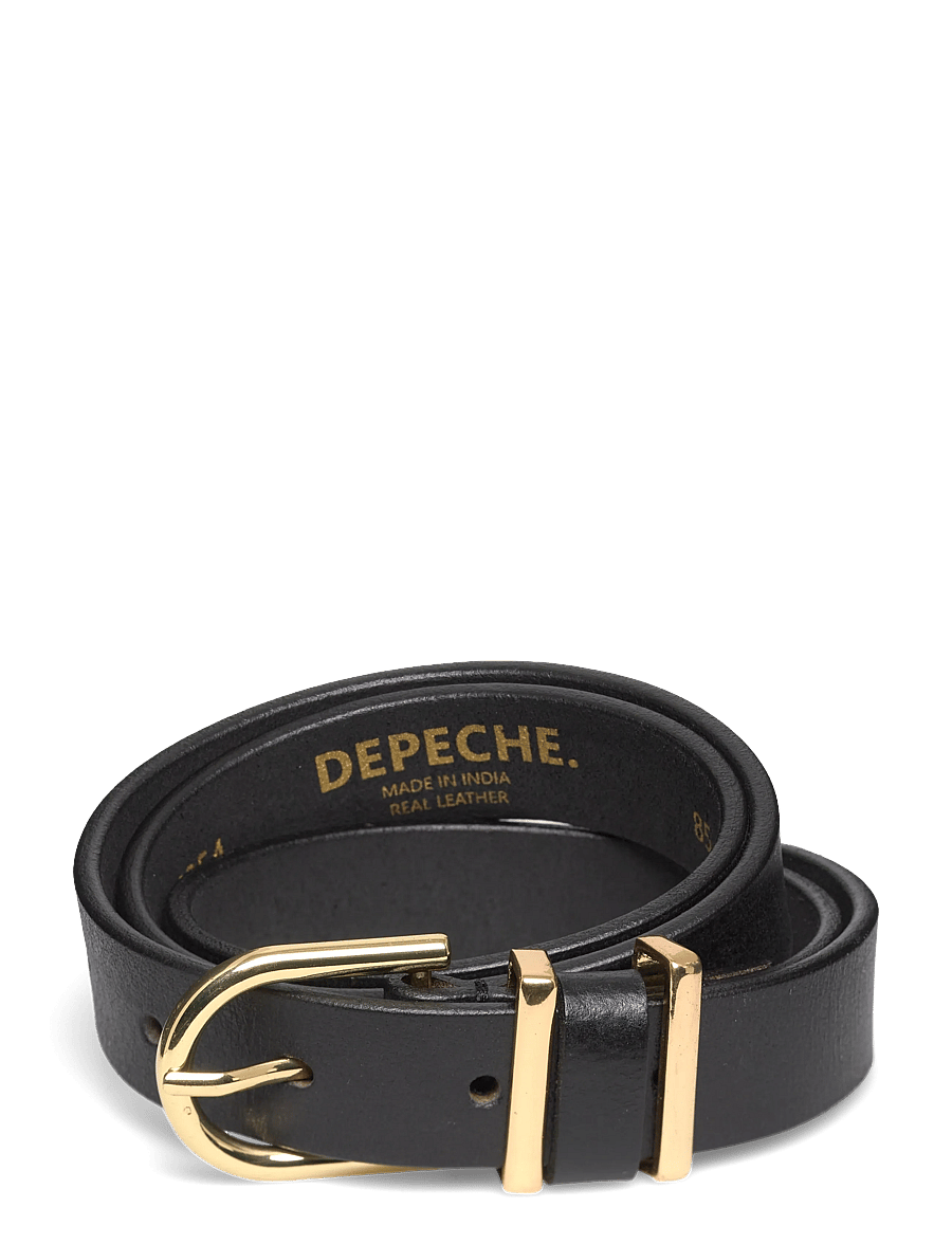 DEPECHE - Jeans Belt - ledergürtel - 190 black / gold - 0