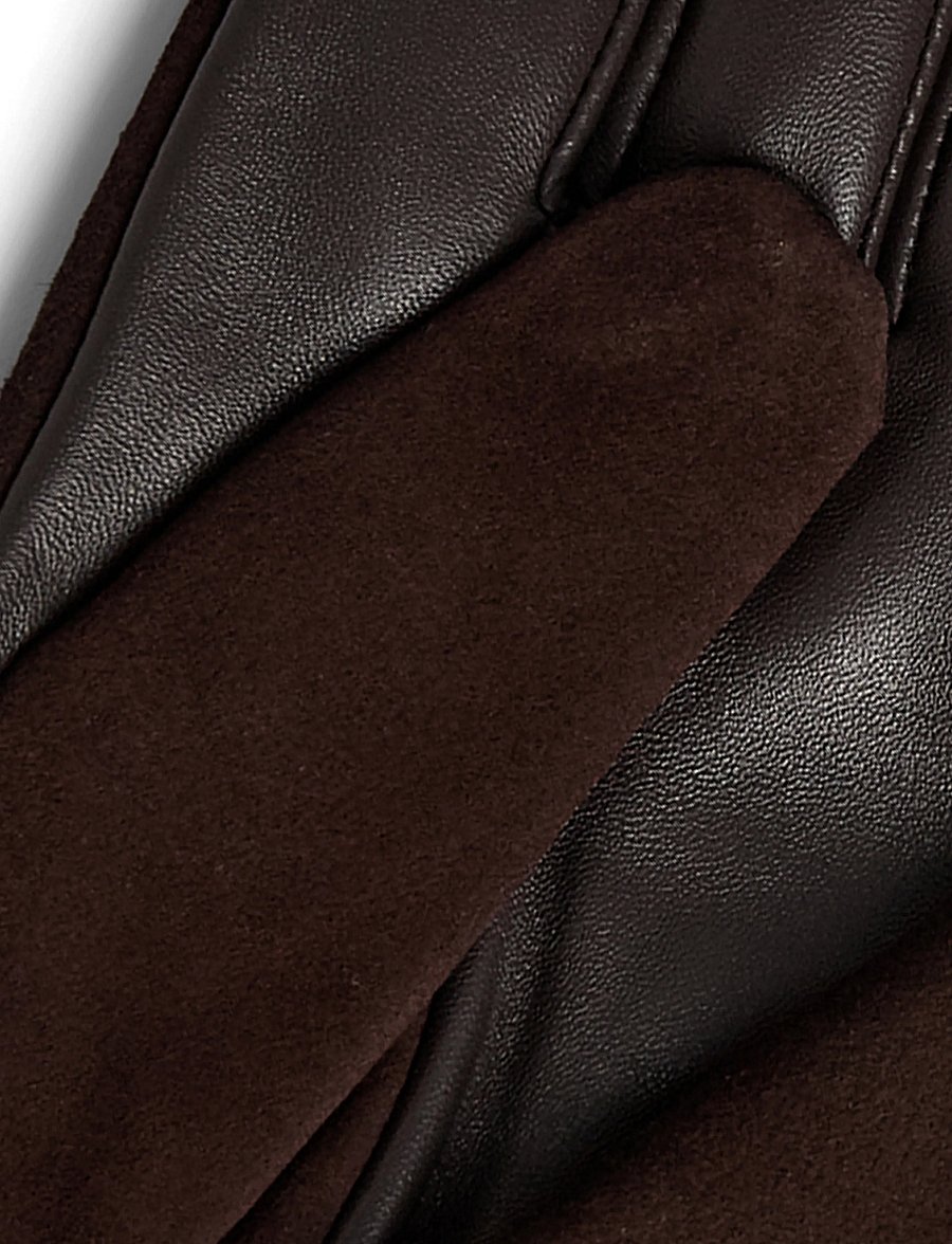 DEPECHE - Gloves w. suede - lederhandschuhe - 008 chocolate - 1