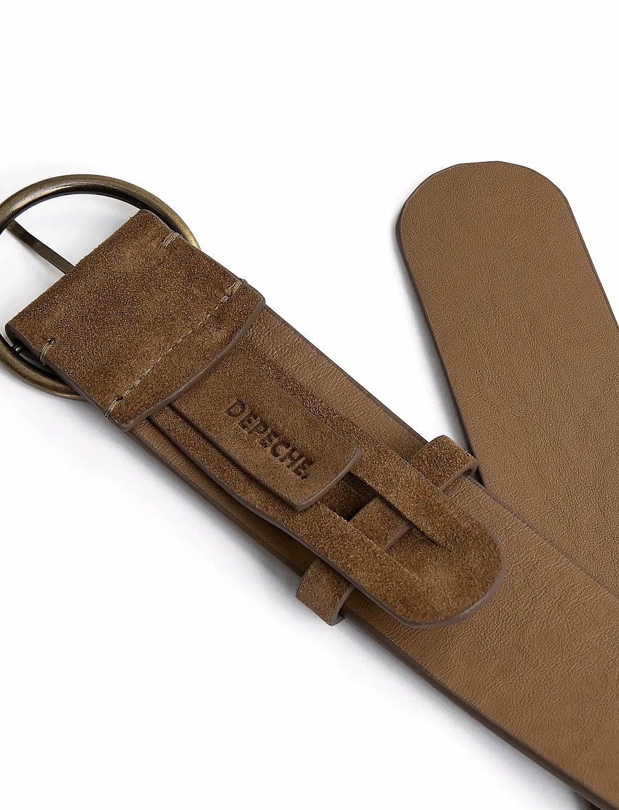 DEPECHE - Belt - läderskärp - 007 mud - 1