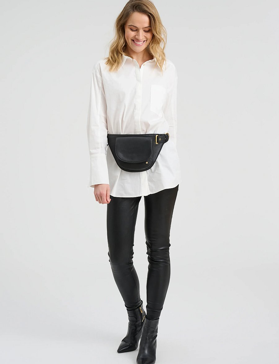 DEPECHE - Golden Chic Beltbag - magväskor - 099 black - 0