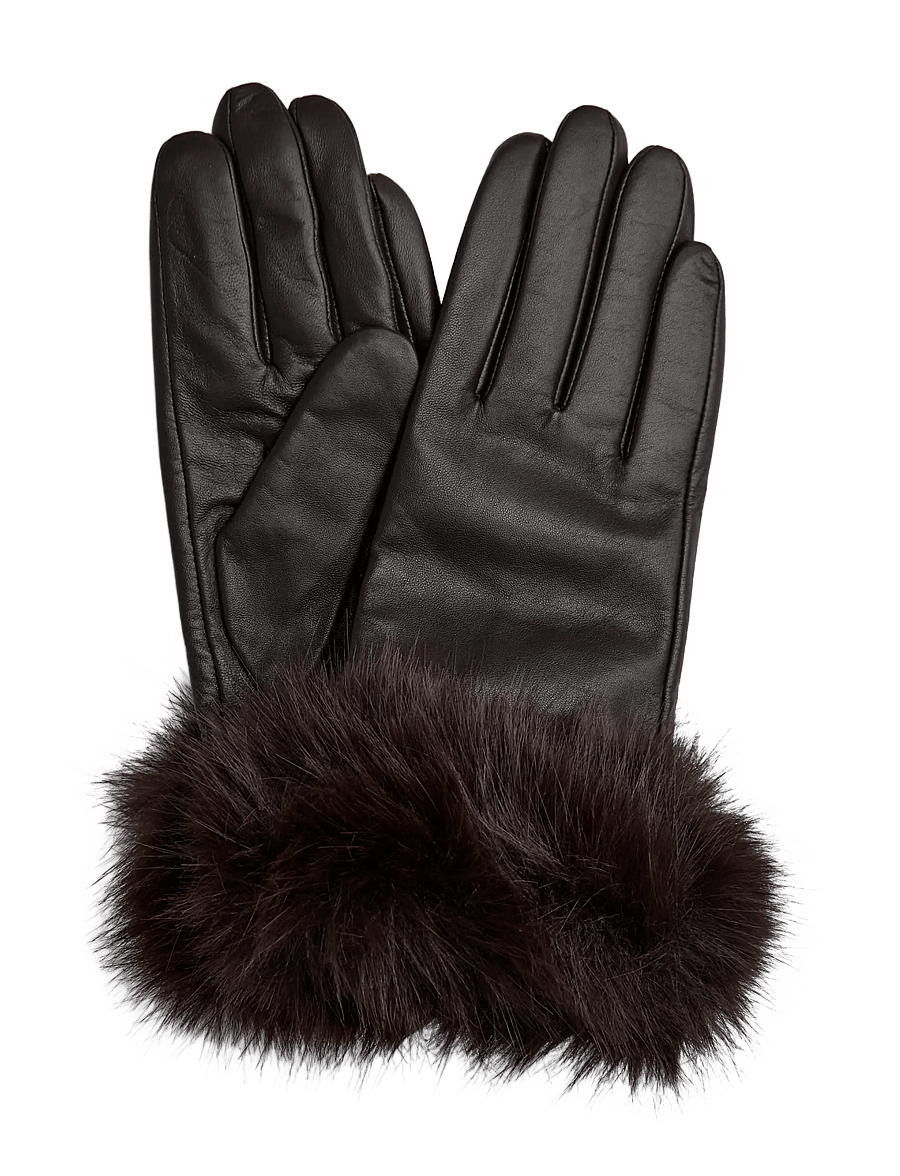 DEPECHE - Gloves with fur - skinnhandskar - 008 chocolate - 0