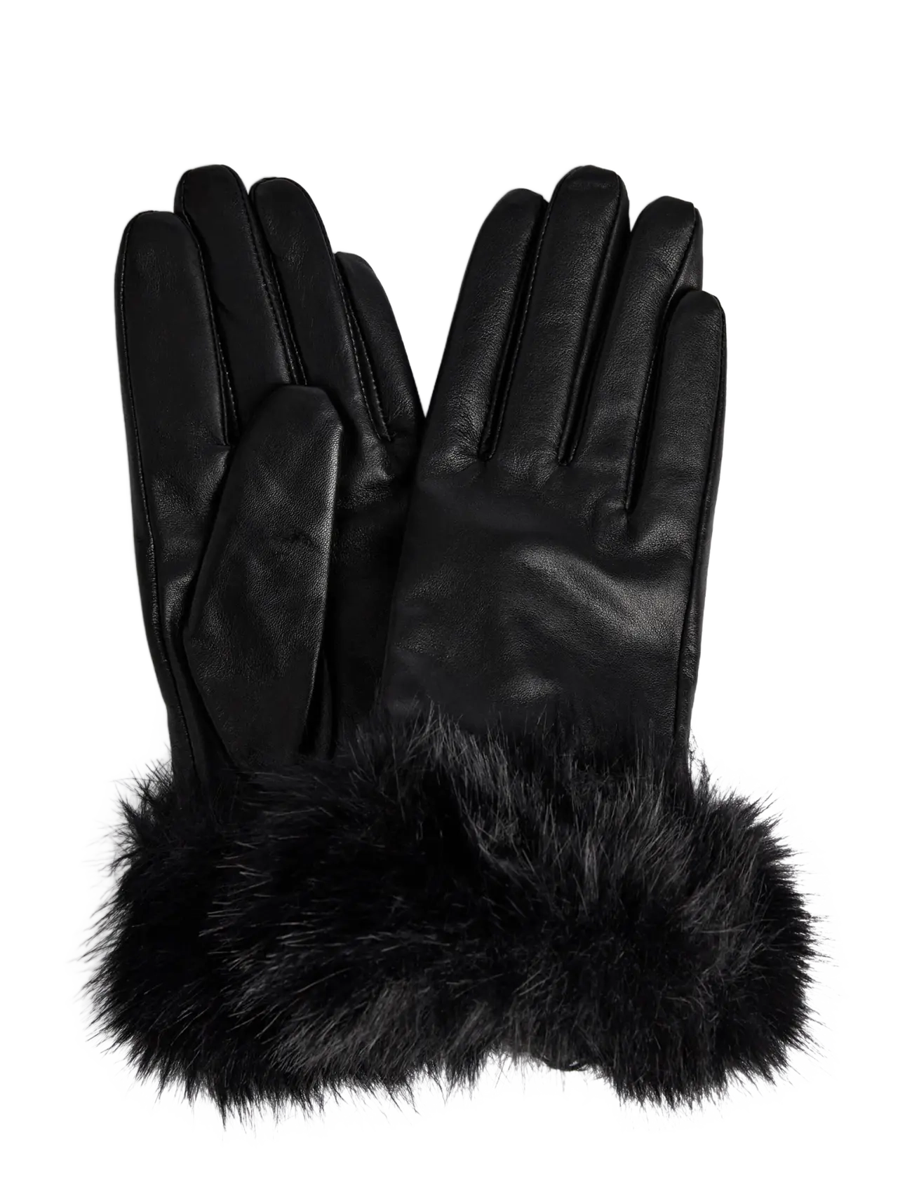DEPECHE Gloves with fur - Accessoires - 099 BLACK (NERO) / black