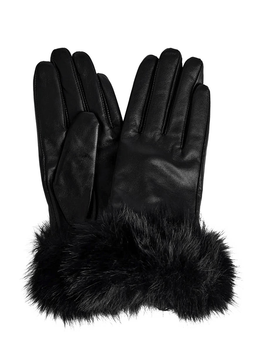 DEPECHE - Gloves with fur - 099 black (nero) - 0