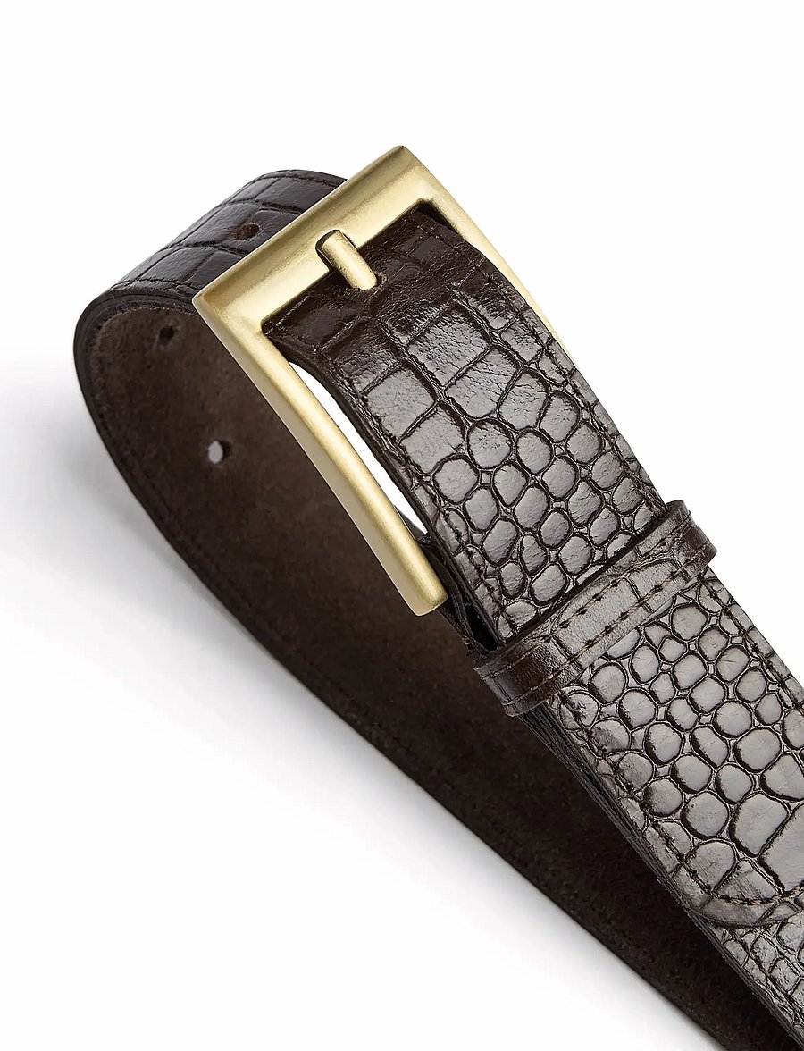 DEPECHE - Fashion Favourites Belt - læderbælter - 265 brown croco - 1