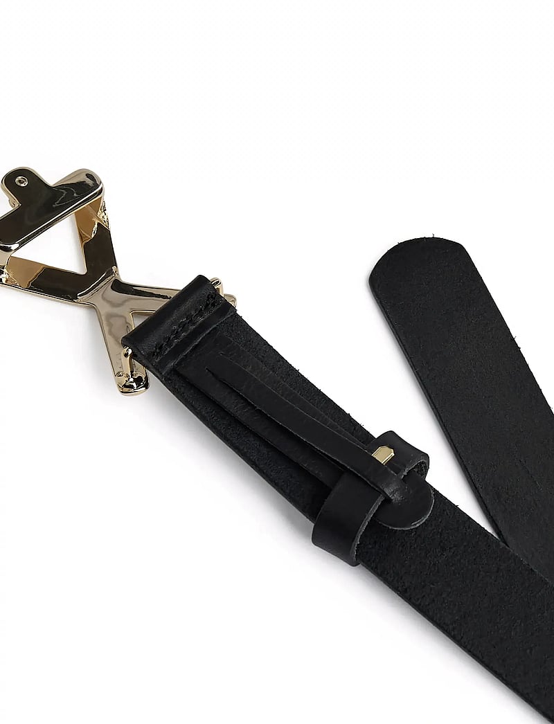 DEPECHE - Jeans Belt - læderbælter - 190 black/gold - 1