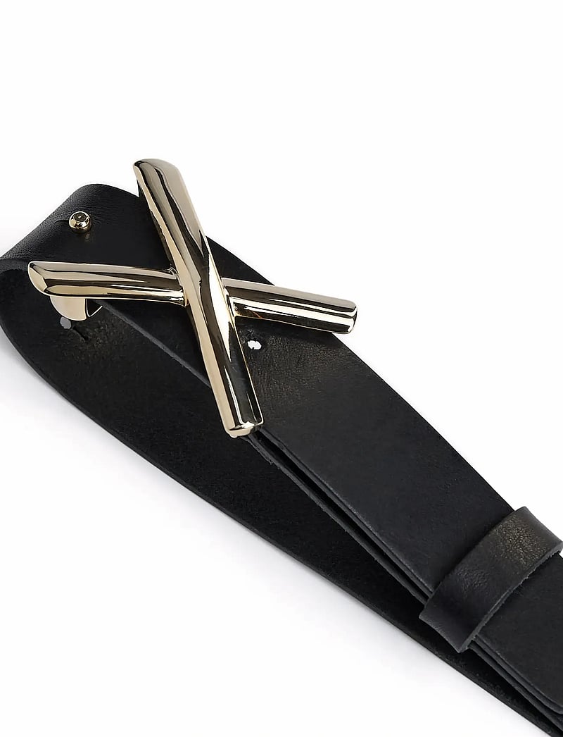 DEPECHE - Jeans Belt - læderbælter - 190 black/gold - 2
