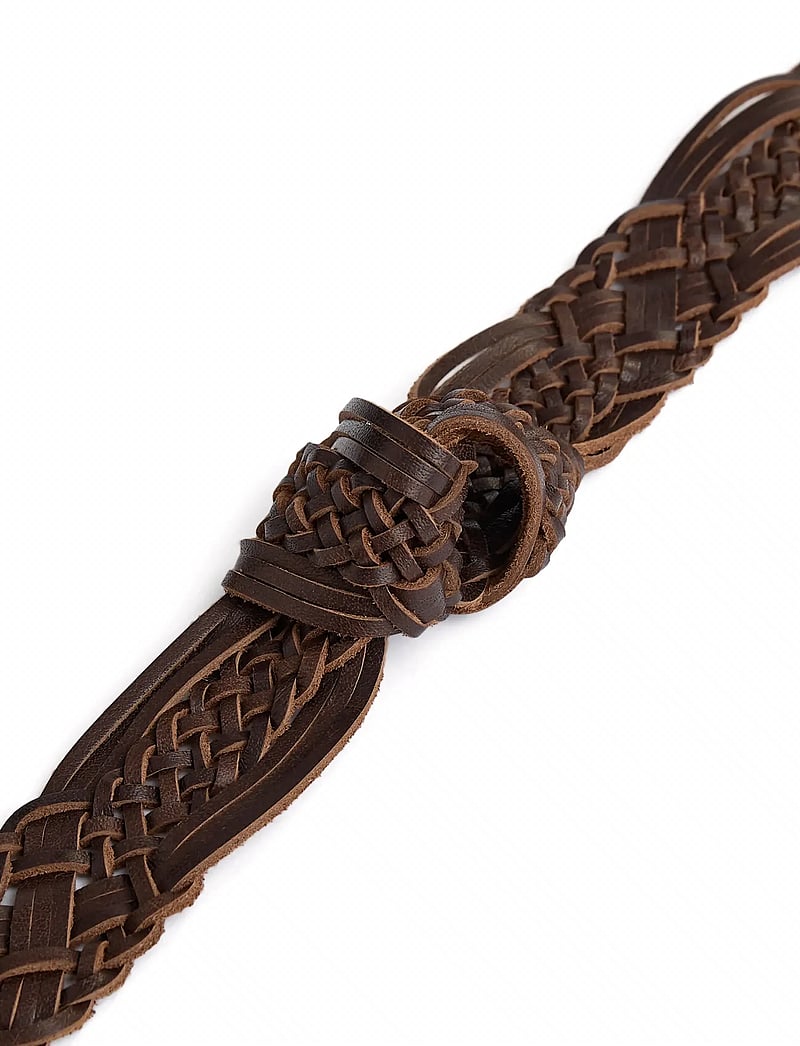 DEPECHE - Weave Belt - læderbælter - 161 dark brown - 2