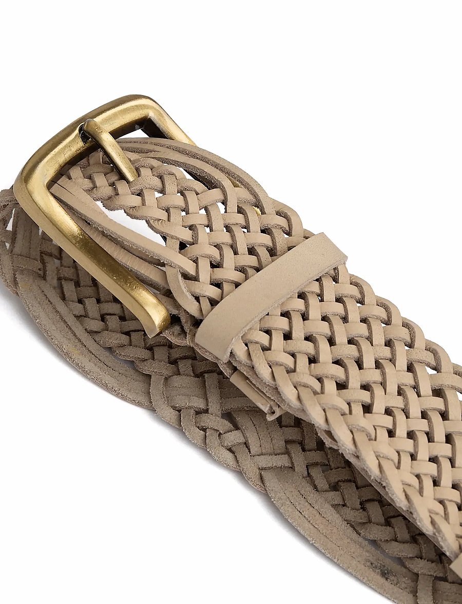 DEPECHE - Weave Belt - læderbælter - 202 vanilla - 2