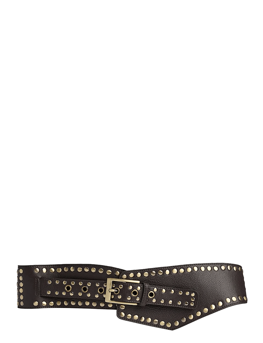 DEPECHE - Studded waist belt - läderskärp - 033 mocca - 0
