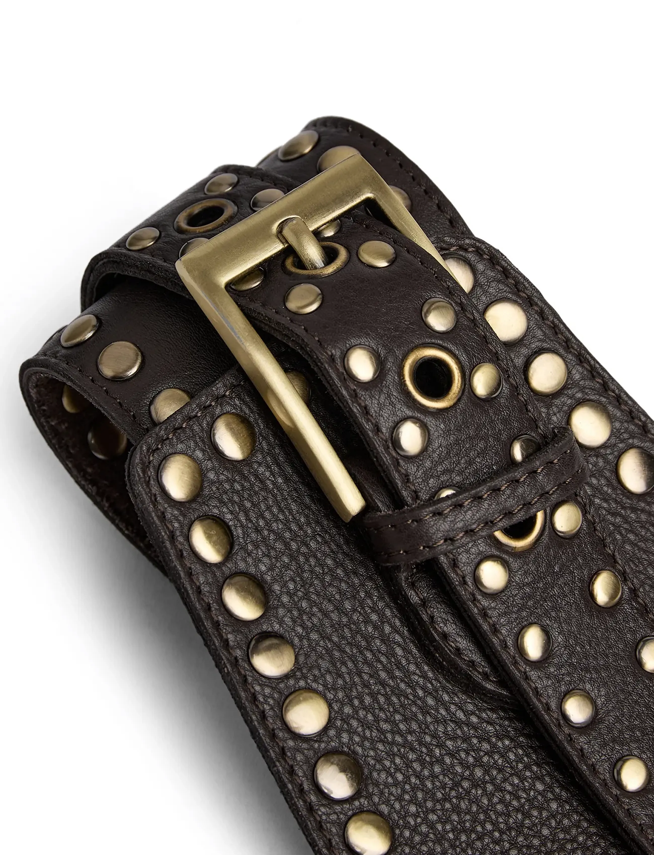 DEPECHE - Studded waist belt - läderskärp - 033 mocca - 1
