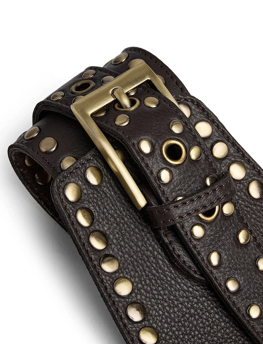 DEPECHE - Studded waist belt - läderskärp - 033 mocca - 1