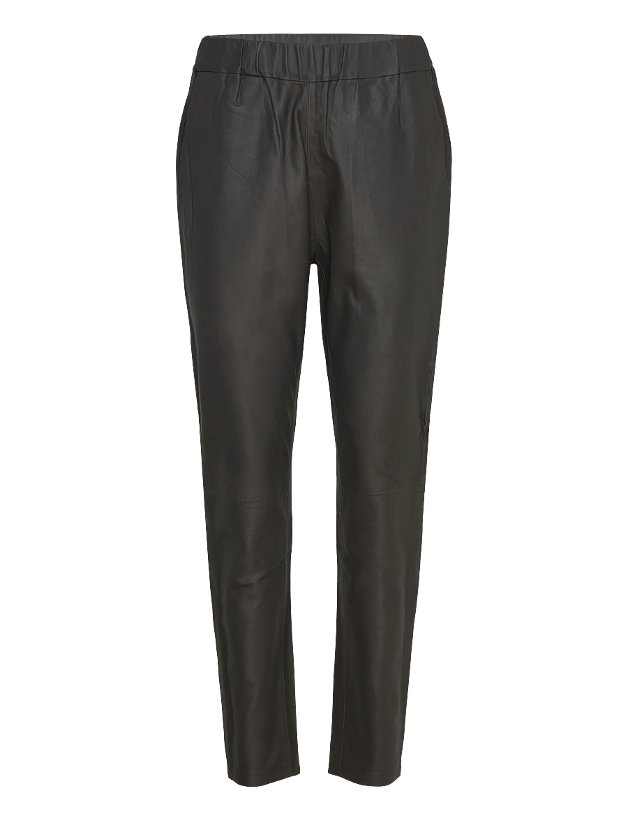 DEPECHE - Pant - leather trousers - 175 charcoal - 0