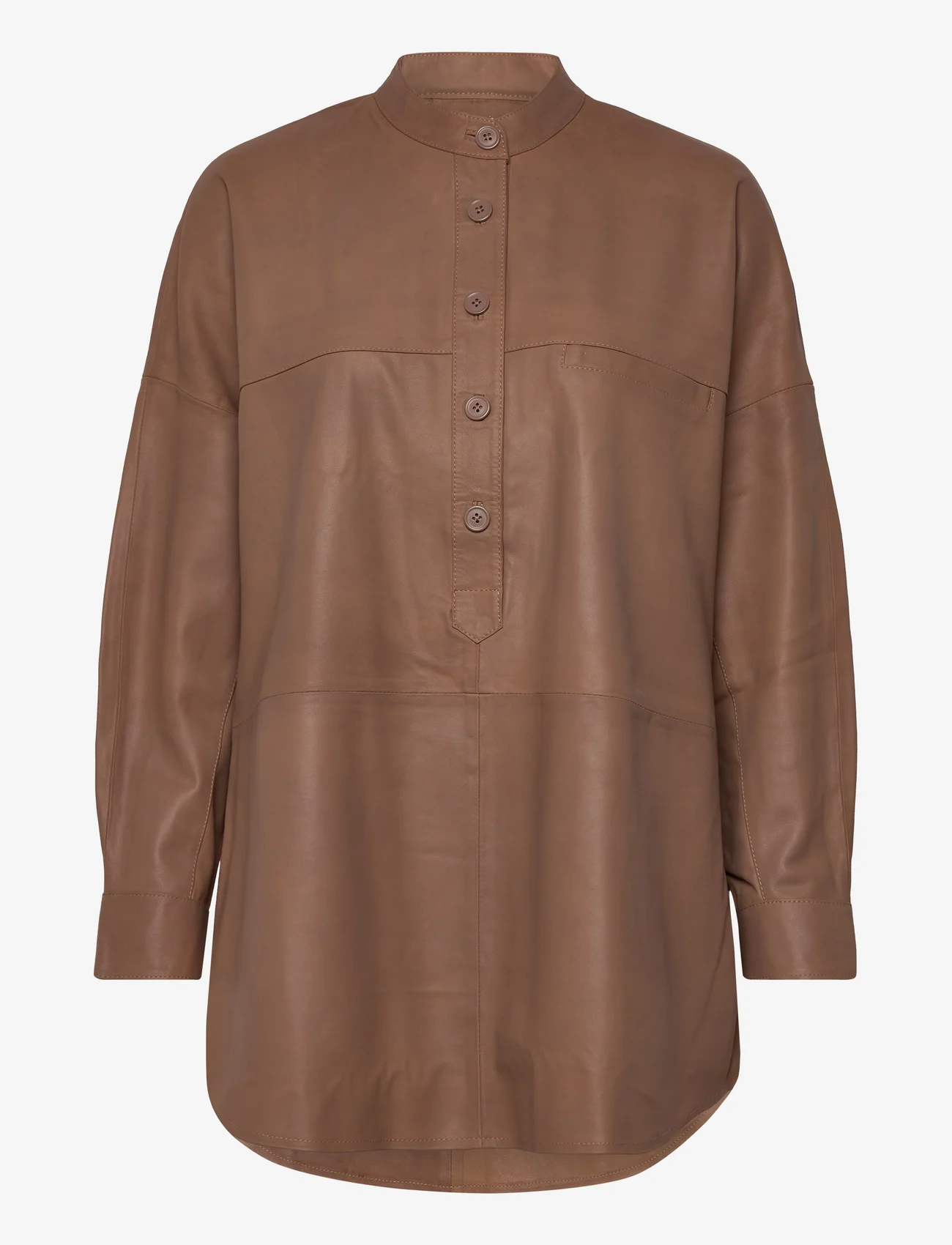 DEPECHE - Shirt - langärmlige hemden - 199 nougat - 0