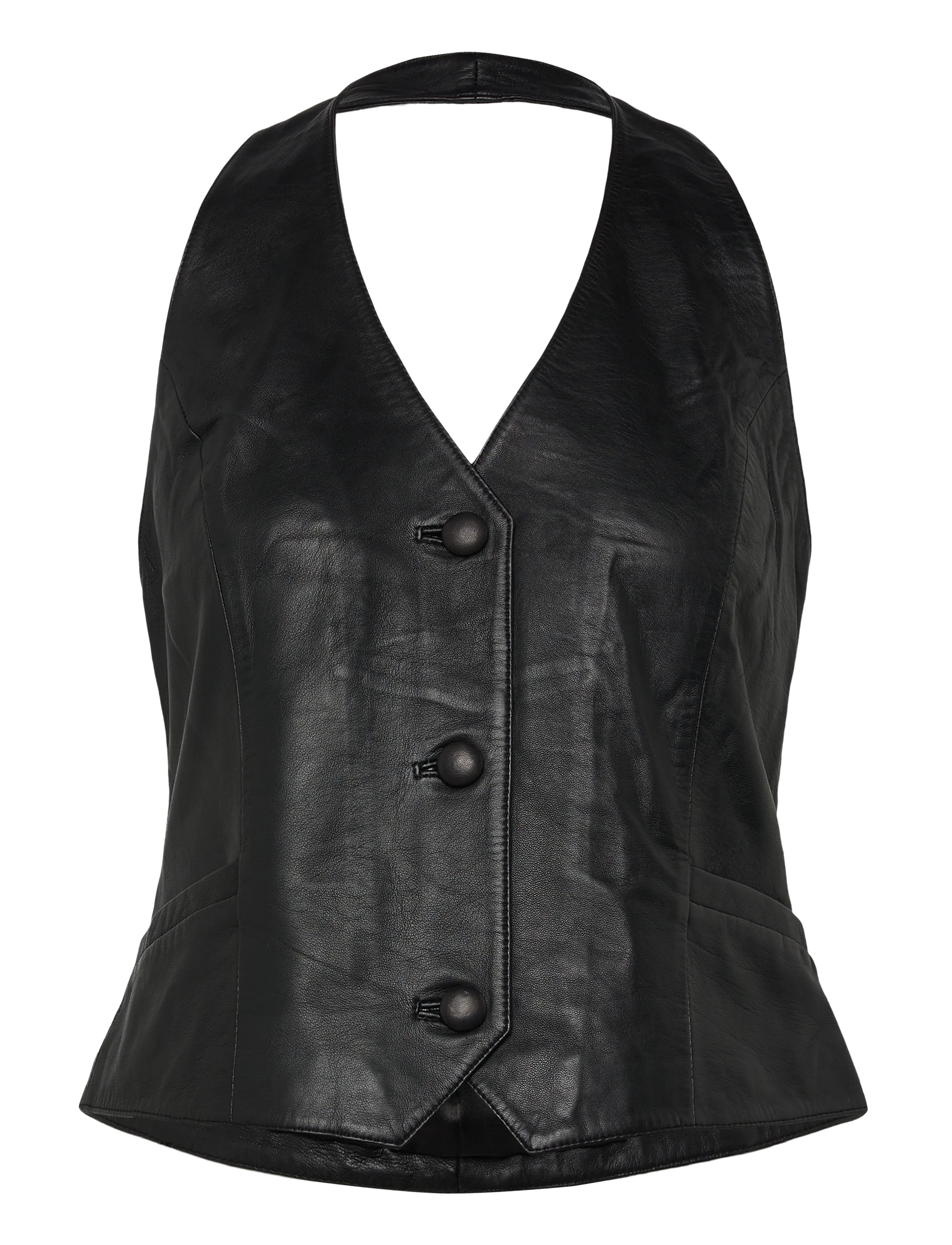 DEPECHE KimmiDEP Leather Vest - Kläder - 099 BLACK (NERO) / black