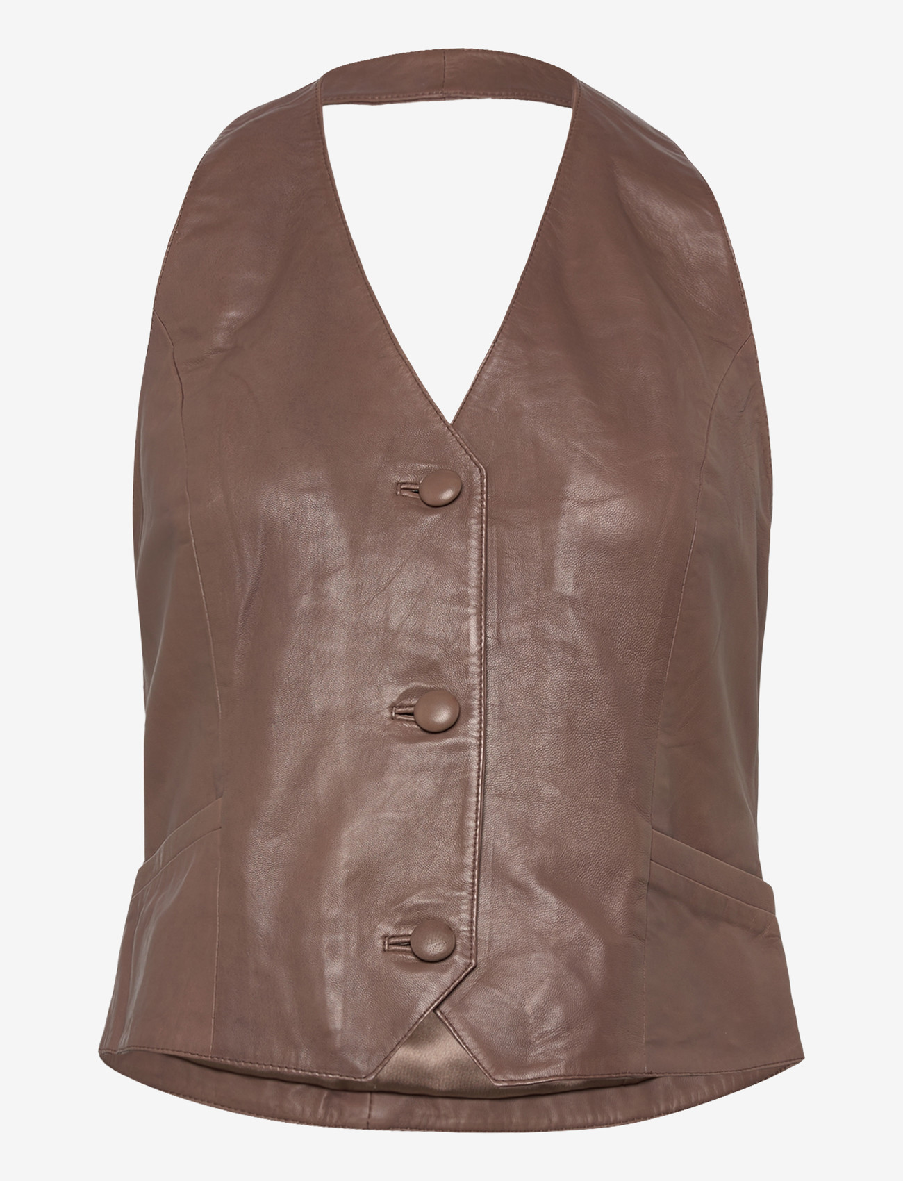 DEPECHE - KimmiDEP Leather Vest - topid ja varrukateta alussärgid - 168 latte - 0