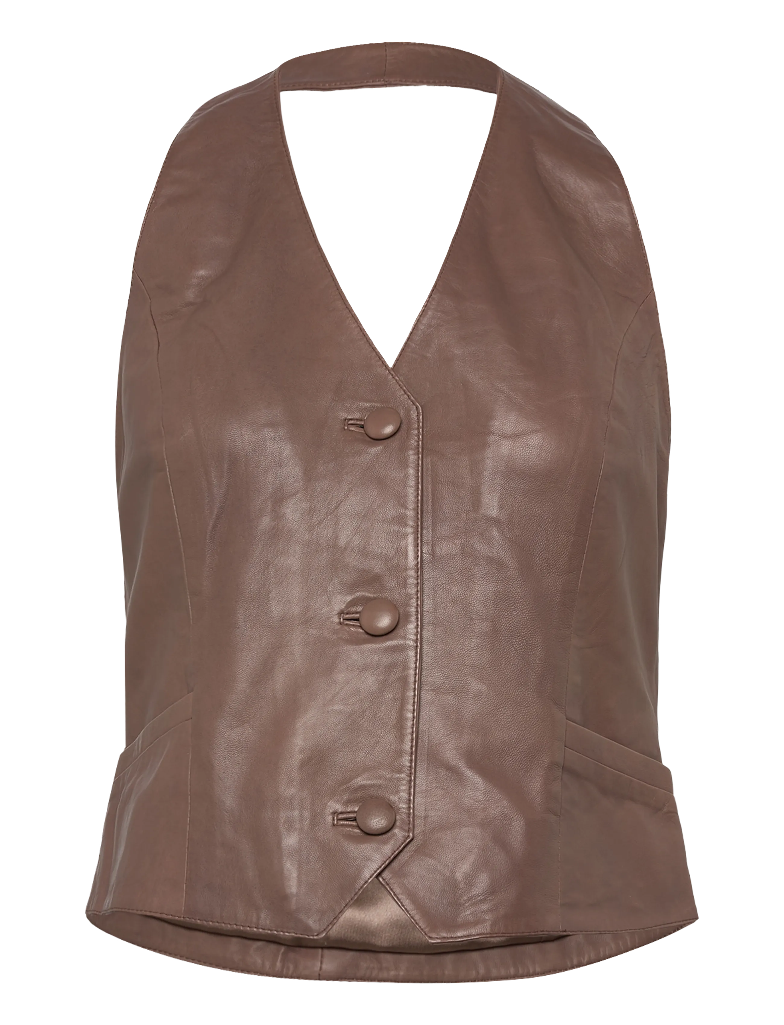 DEPECHE KimmiDEP Leather Vest - DEPECHE - 168 LATTE / brown