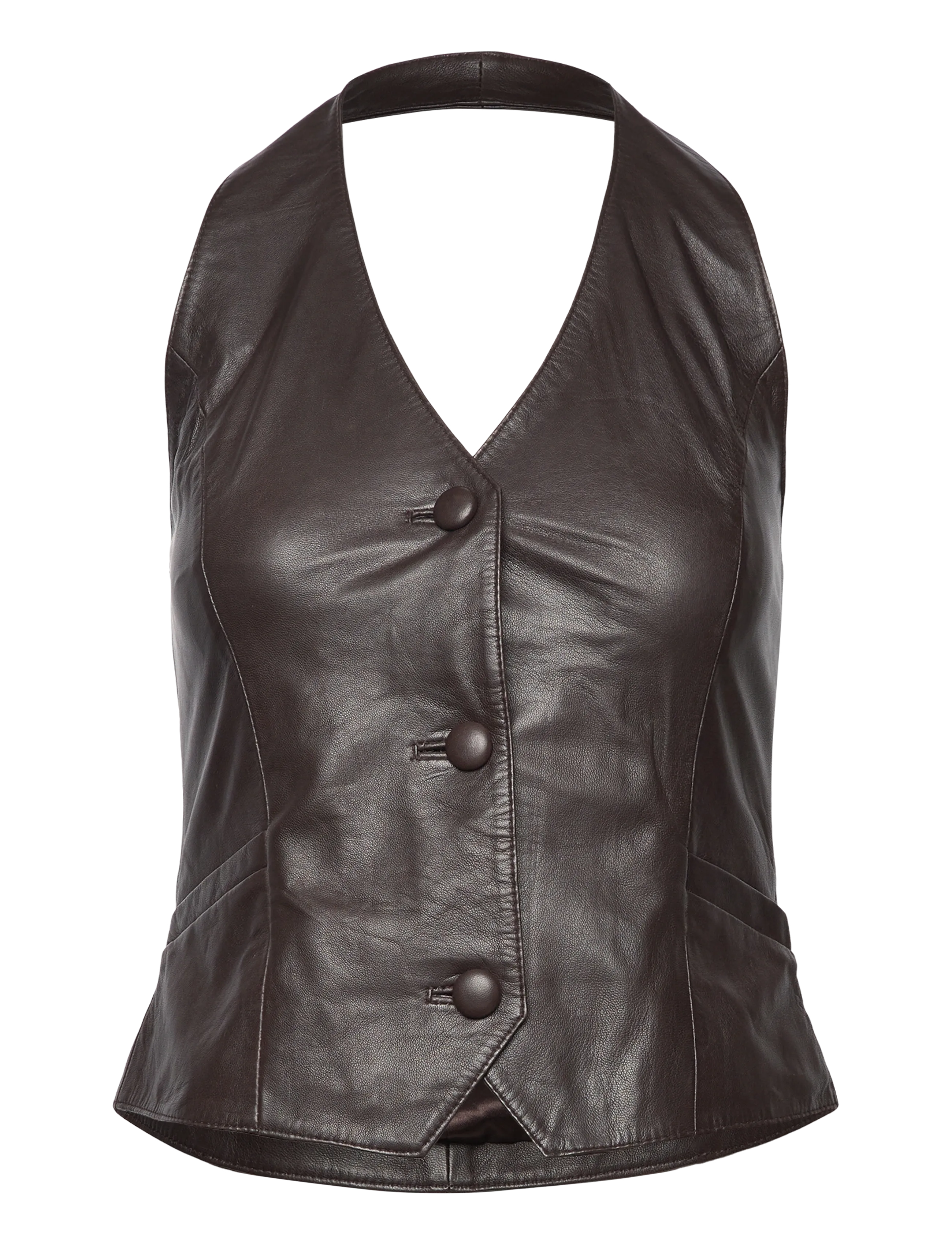 DEPECHE KimmiDEP Leather Vest - DEPECHE - 214 DARK CHOCOLATE / brown
