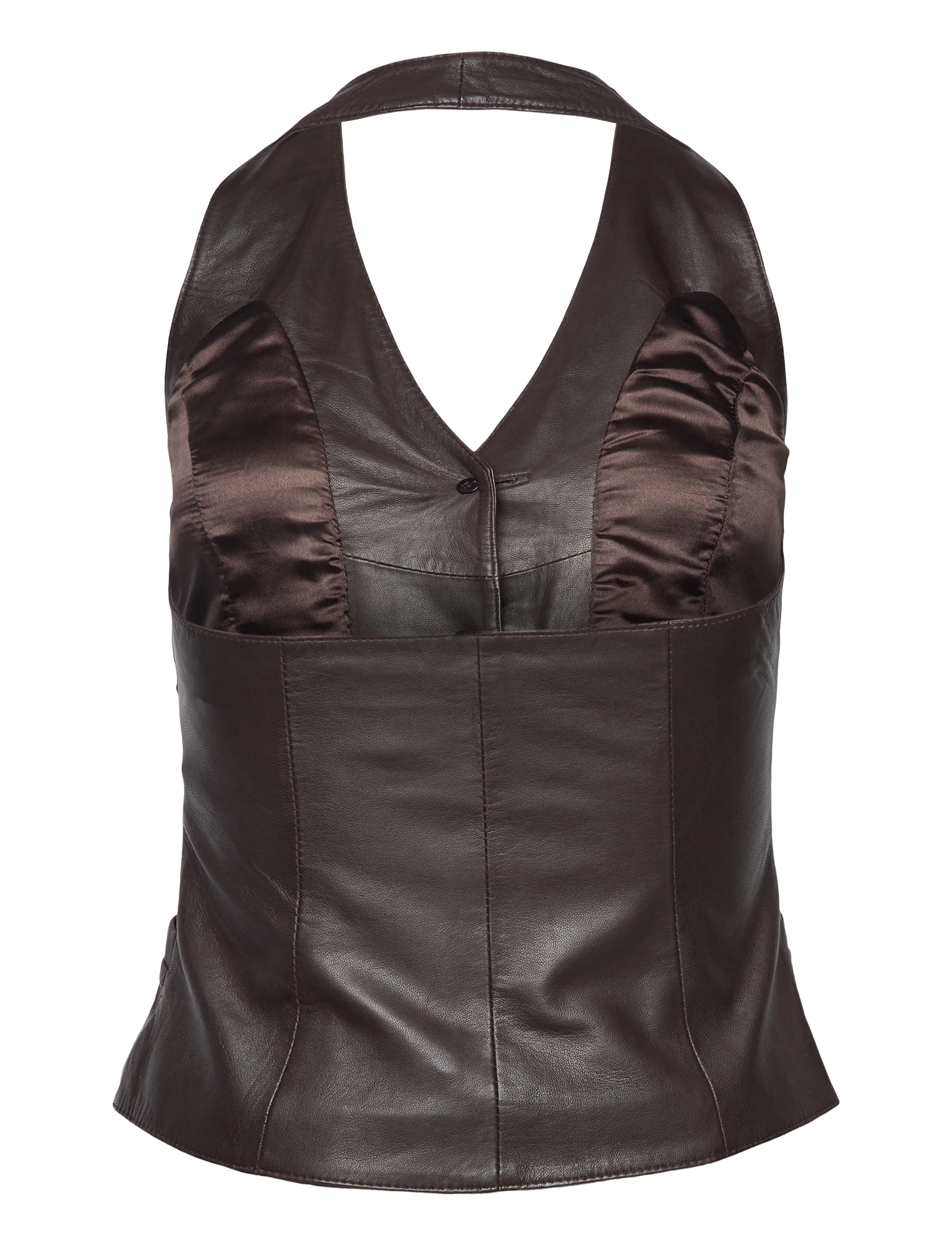 DEPECHE - KimmiDEP Leather Vest - 214 dark chocolate - 1