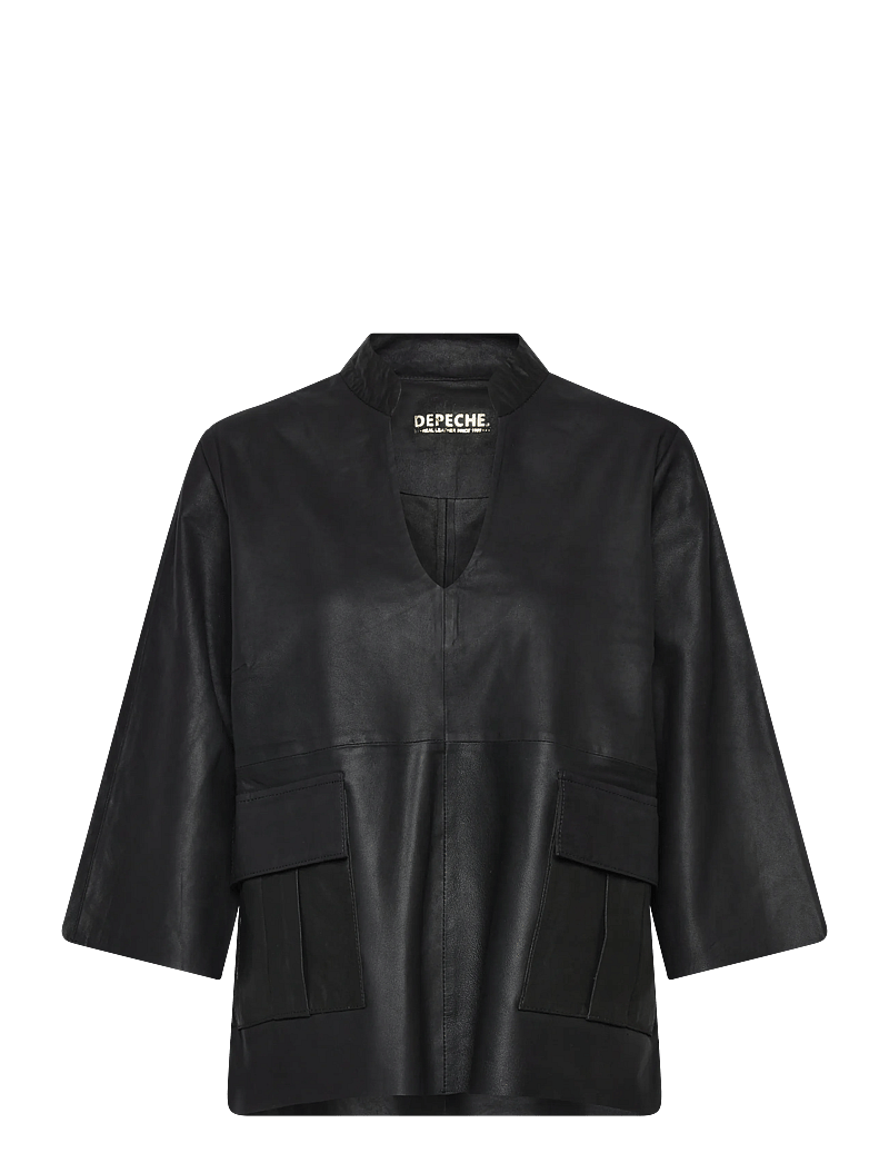 DEPECHE - KyleDEP Leather Top - långärmade toppar - 099 black (nero) - 0
