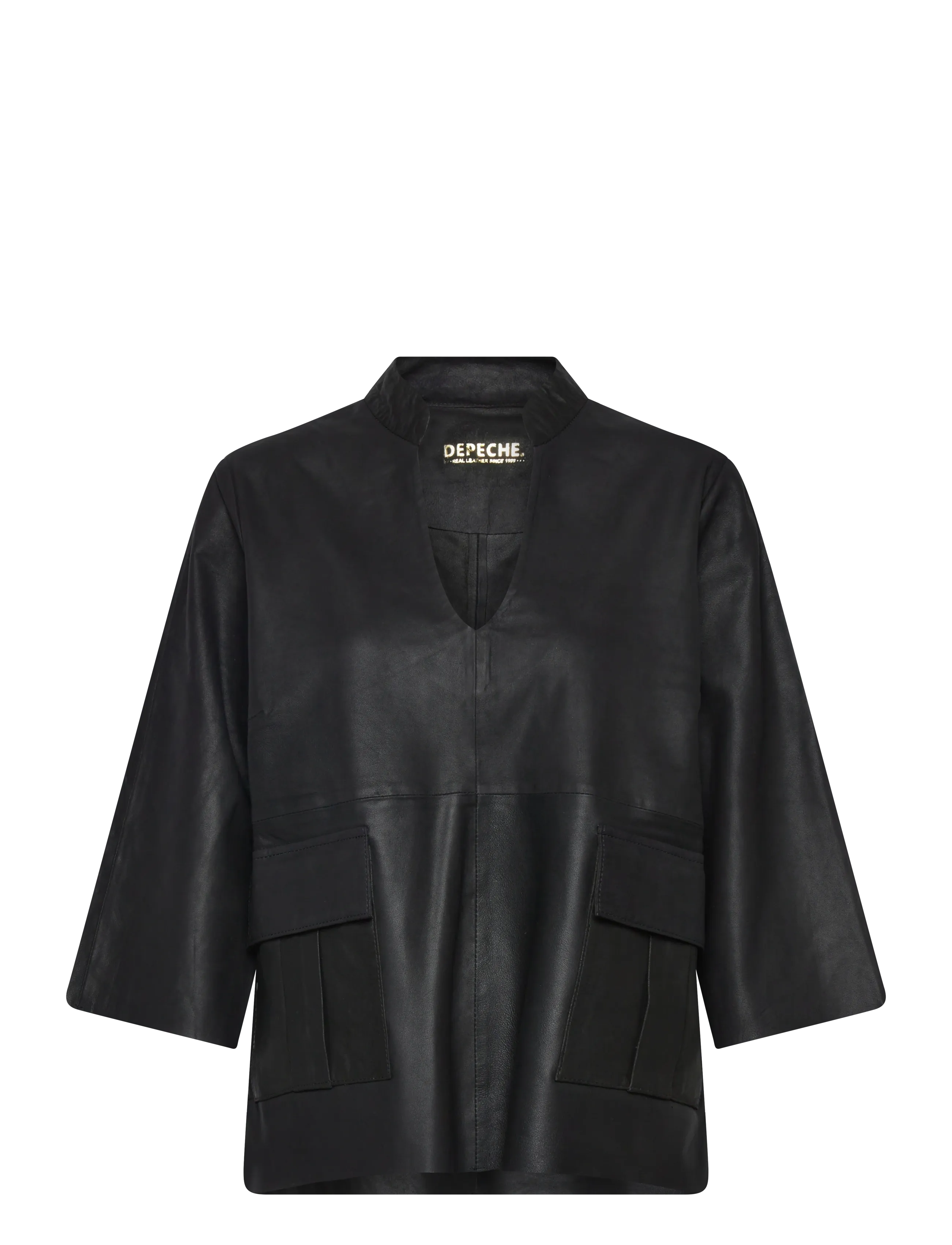 DEPECHE KyleDEP Leather Top - Kläder - 099 BLACK (NERO) / black