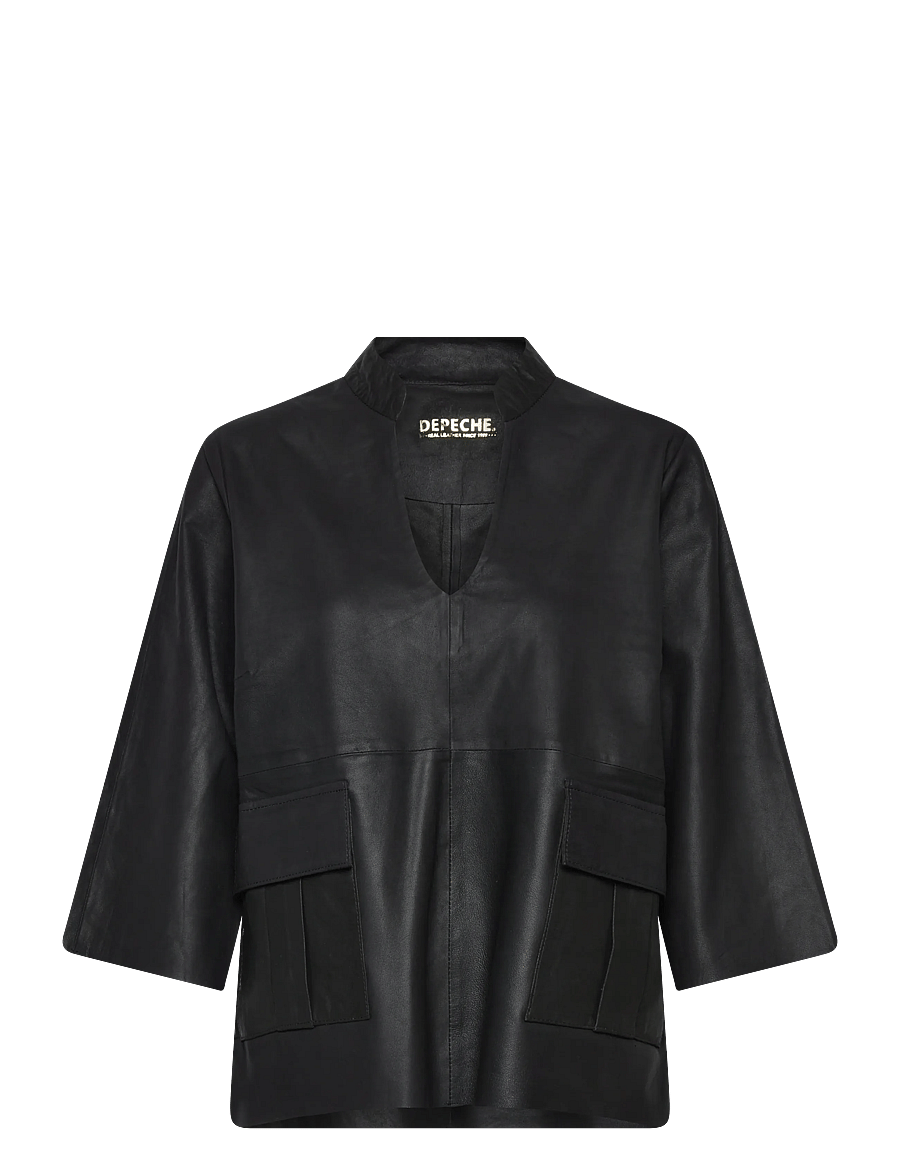 DEPECHE - KyleDEP Leather Top - langärmlige tops - 099 black (nero) - 0