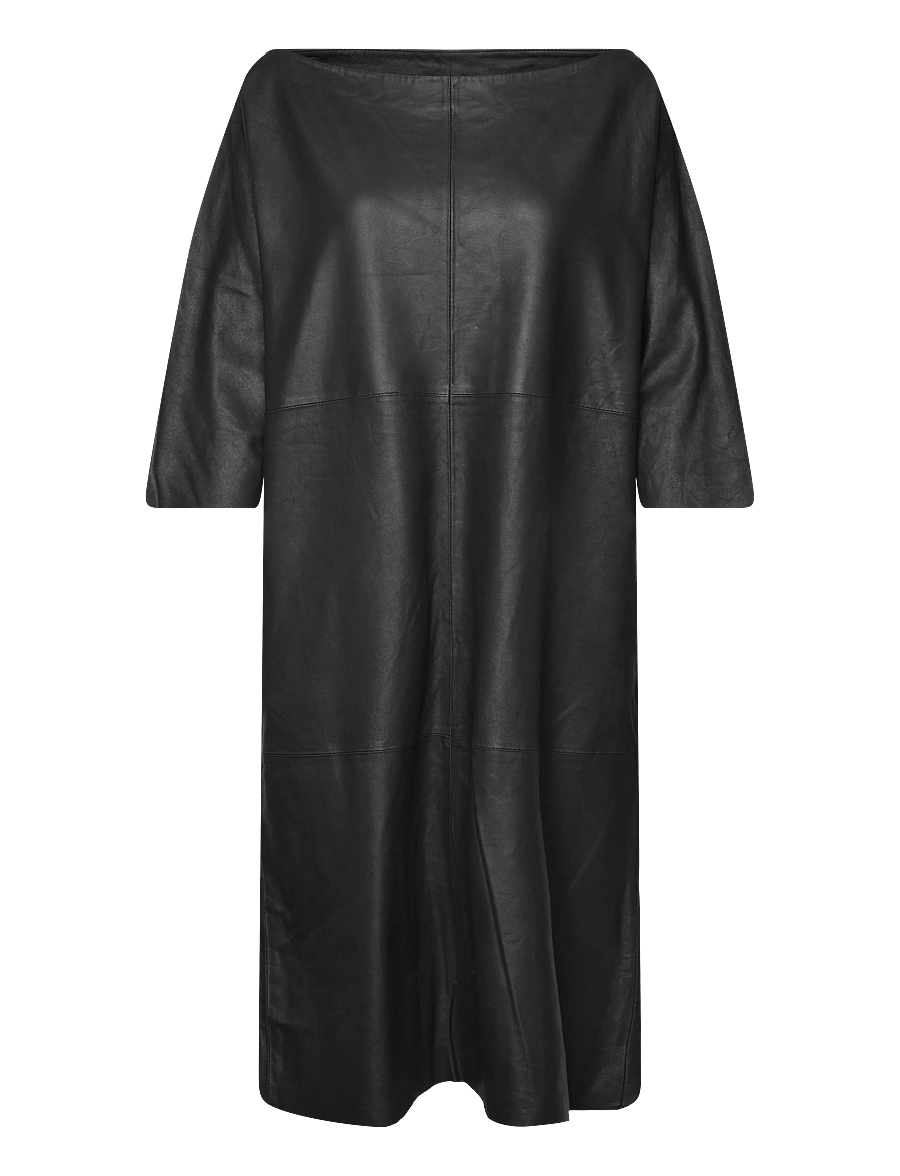 DEPECHE - OliviaDEP Leather Dress - midi kjoler - 099 black (nero) - 0