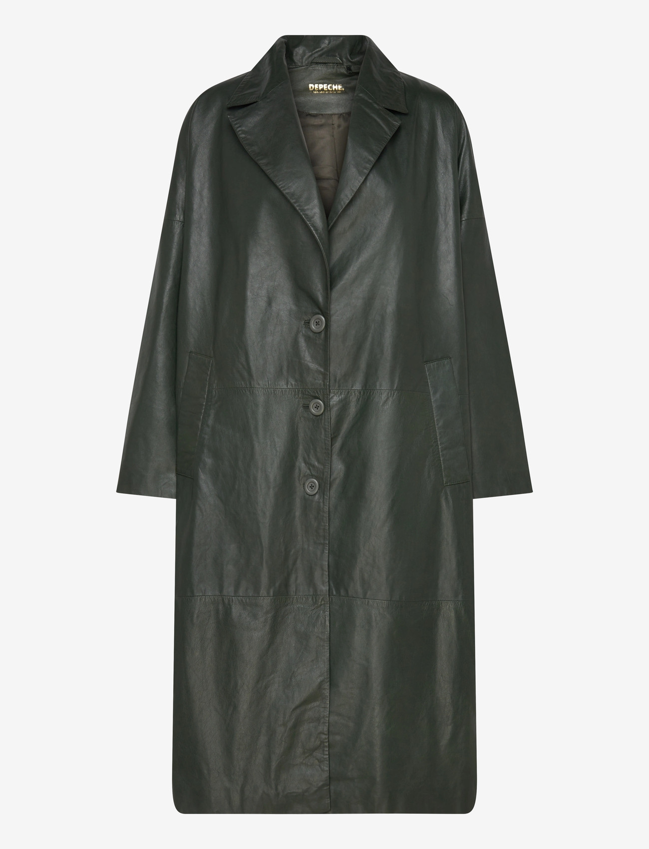 DEPECHE - MilleDEP Long Leather Jacket - 213 vintage green - 0