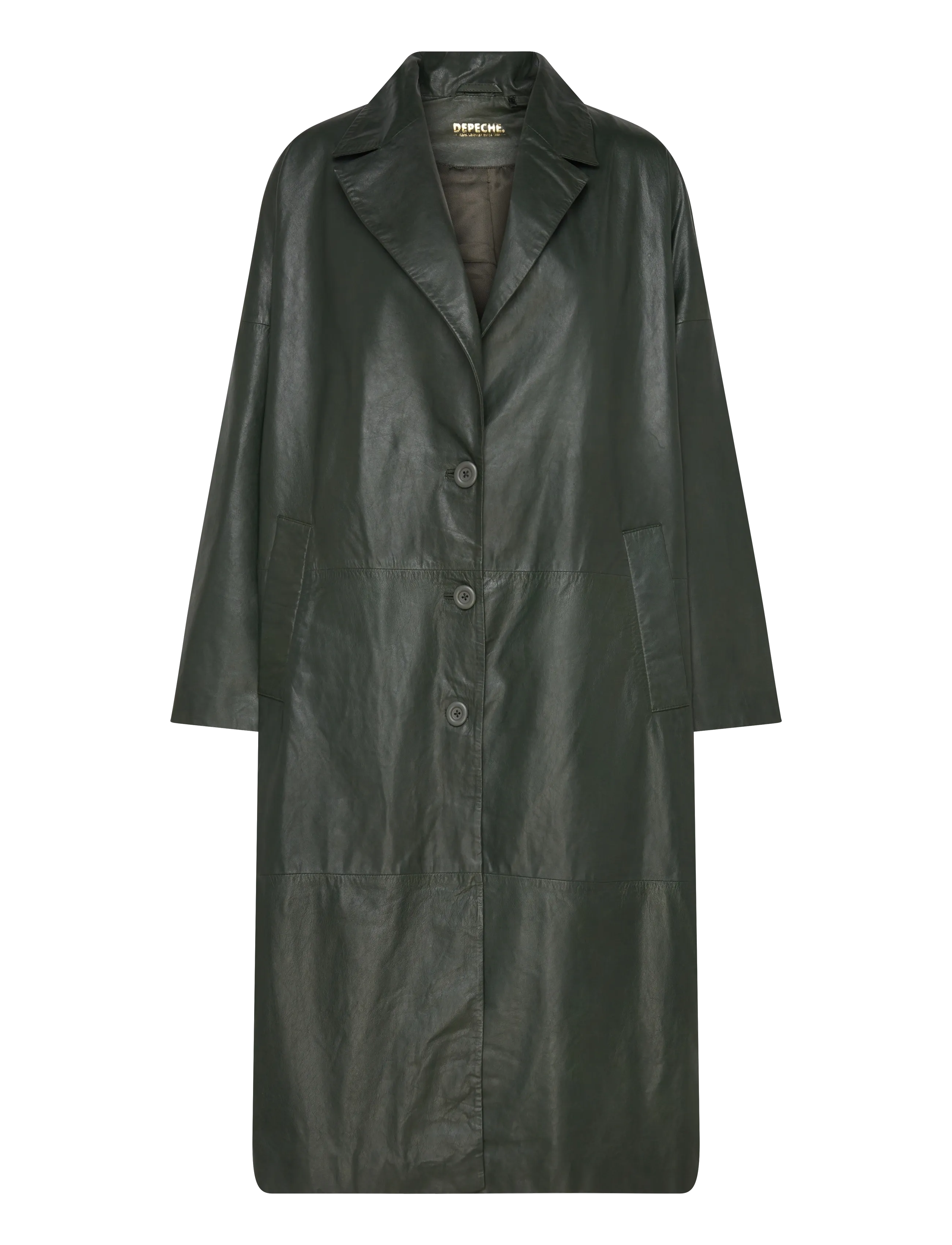 DEPECHE MilleDEP Long Leather Jacket - Lederjacken - 213 VINTAGE GREEN / green