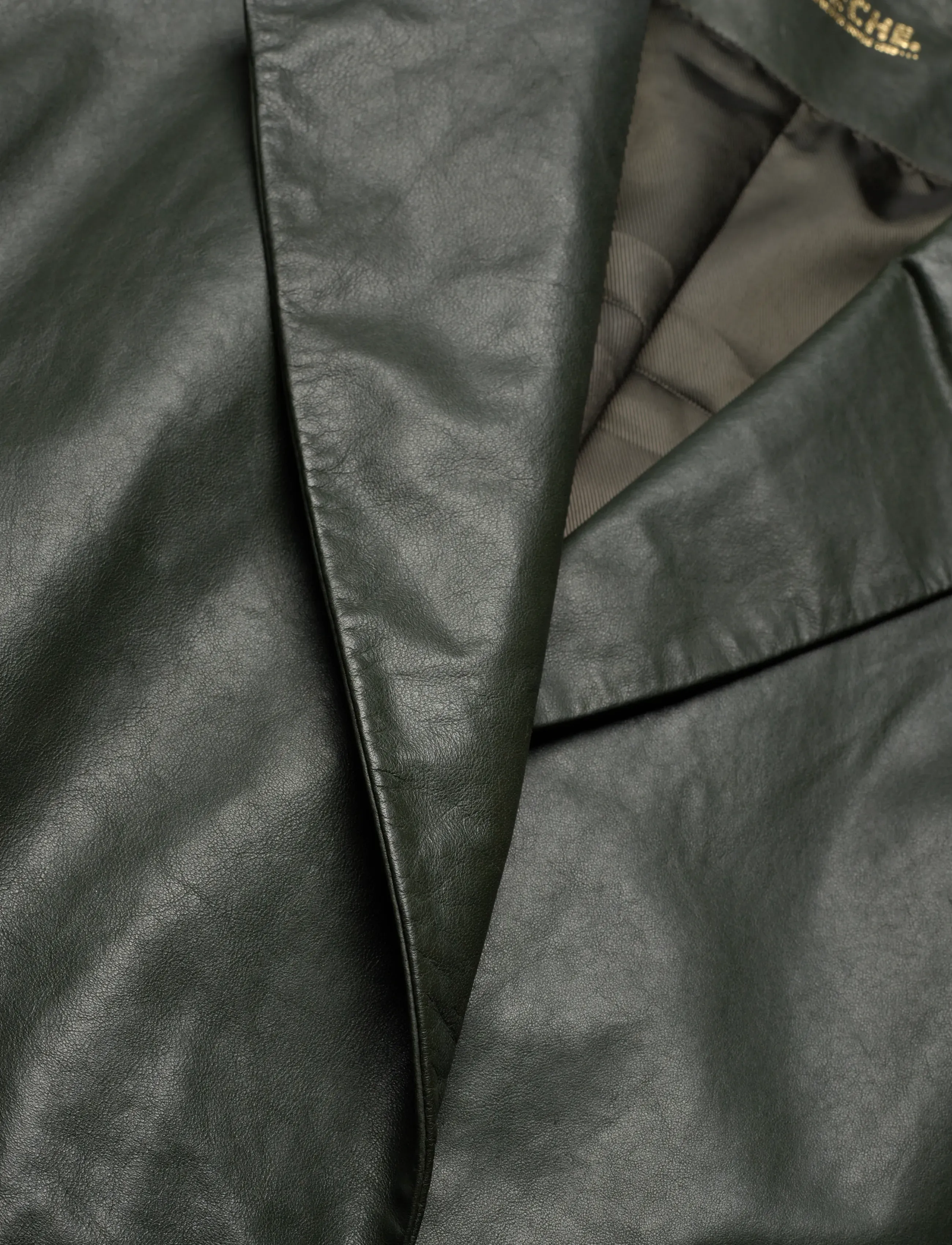 DEPECHE - MilleDEP Long Leather Jacket - 213 vintage green - 2