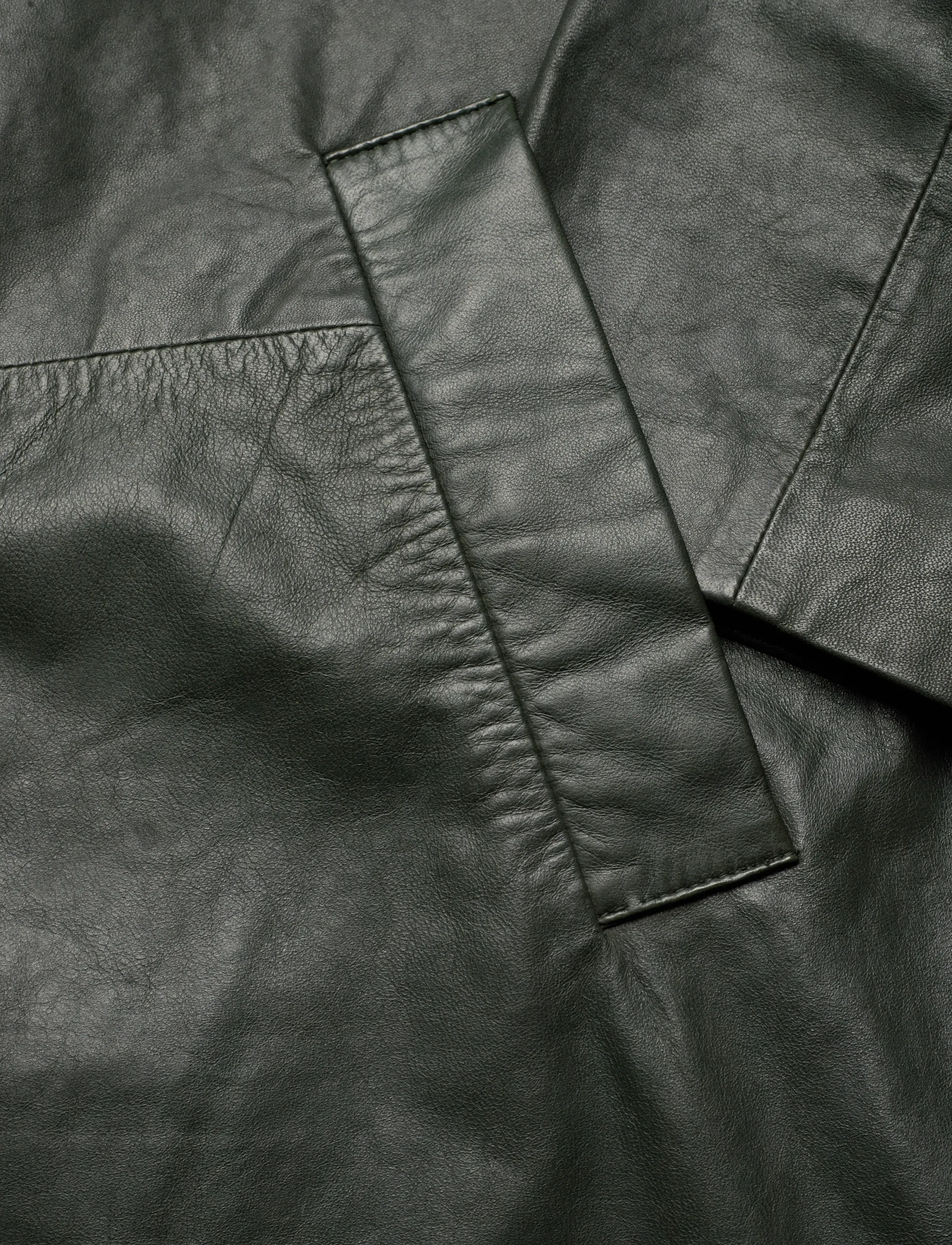 DEPECHE - MilleDEP Long Leather Jacket - 213 vintage green - 3
