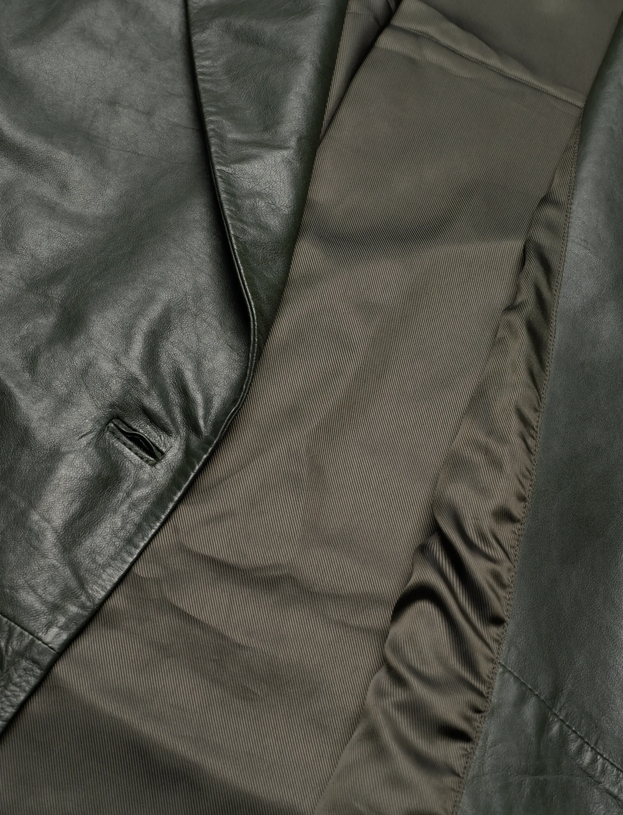 DEPECHE - MilleDEP Long Leather Jacket - 213 vintage green - 4