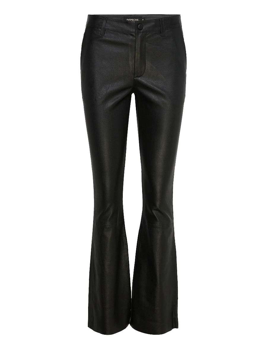 DEPECHE - AllisonDEP RW Flare Leather Pants - schlaghose - 099 black (nero) - 0