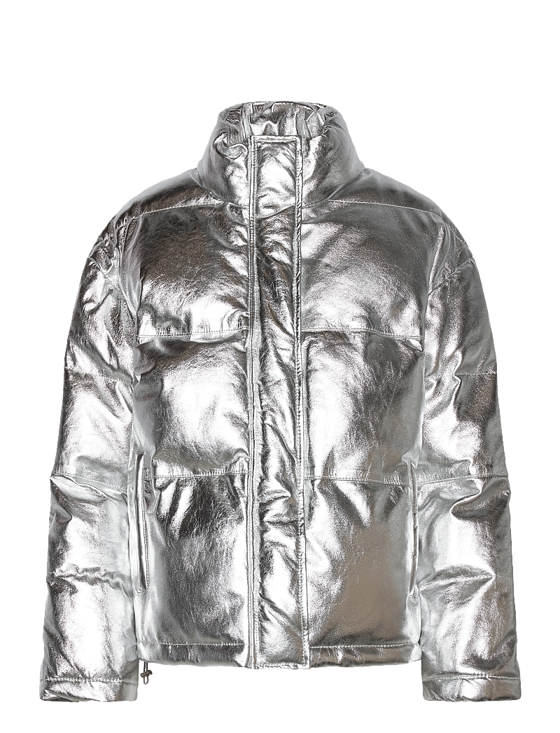 DEPECHE - LuluDEP Quilted Leather Jacket - frühlingsjacken - 207 silver metallic - 0