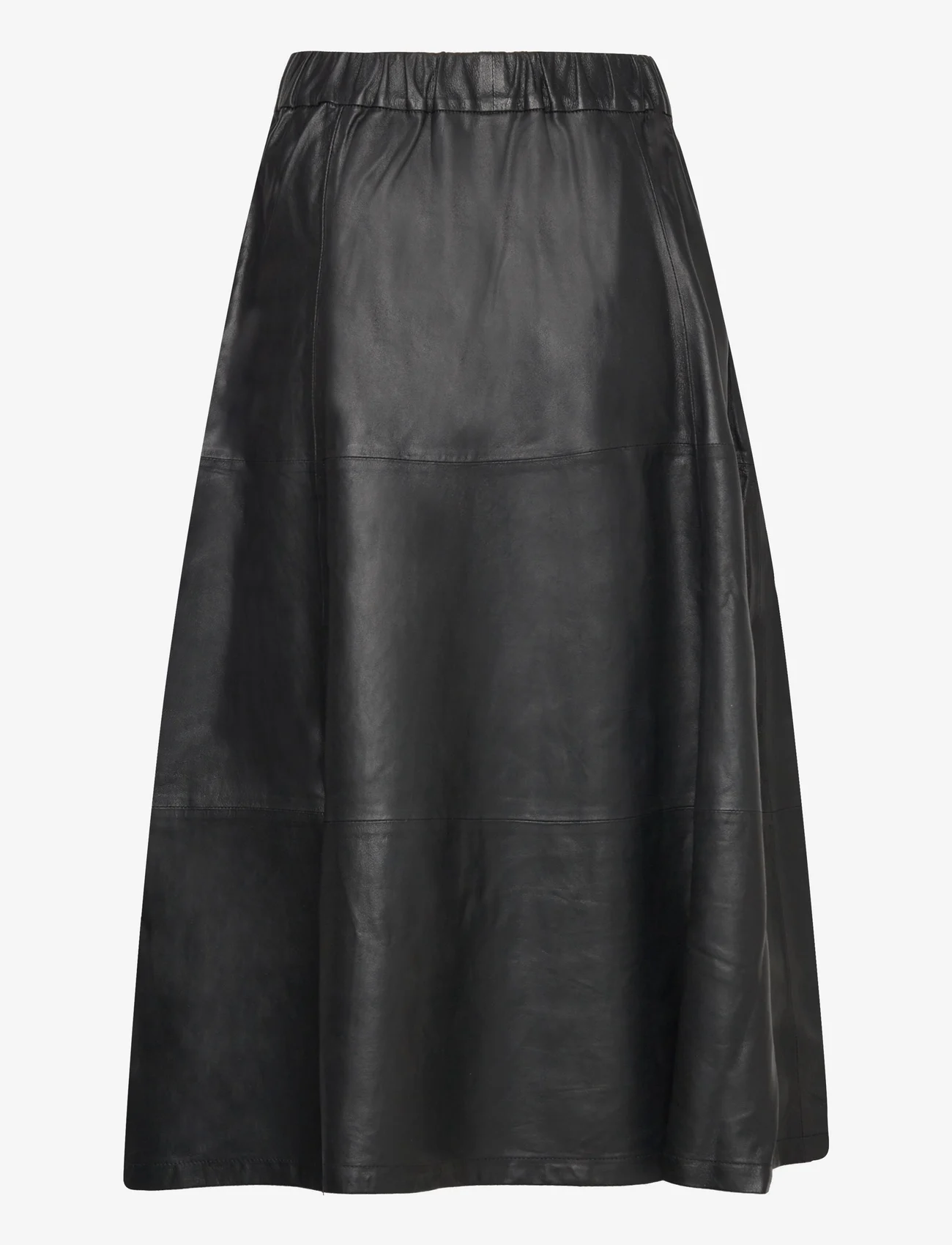DEPECHE - Long Leather Skirt - 099 black (nero) - 1
