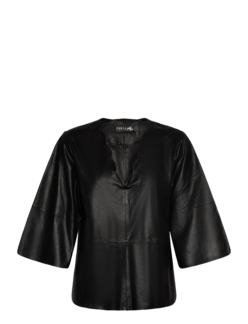 DEPECHE - TrineDEP Blouse - kurzämlige blusen - 099 black (nero) - 0