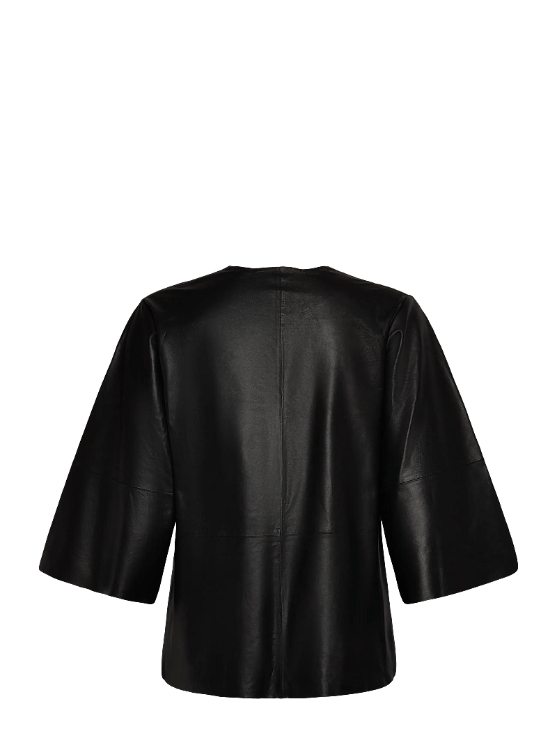 DEPECHE - TrineDEP Blouse - kurzämlige blusen - 099 black (nero) - 1