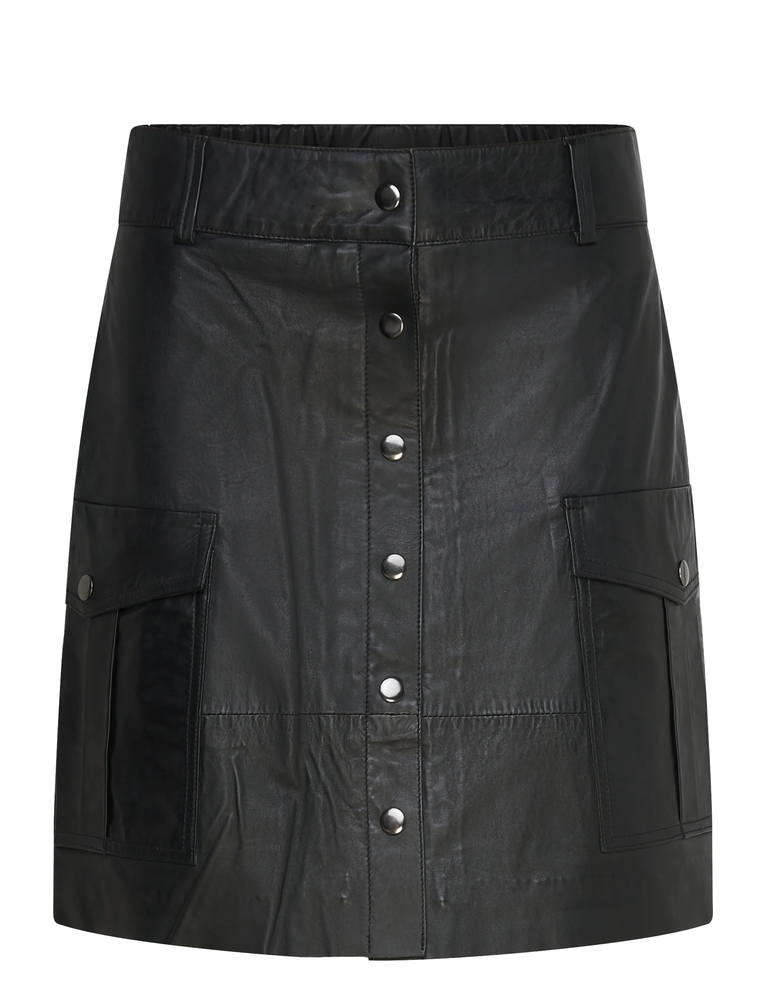 DEPECHE Dawndep Skirt, Kvinder, Læder Cargo Nederdel, Sort, Str: 40