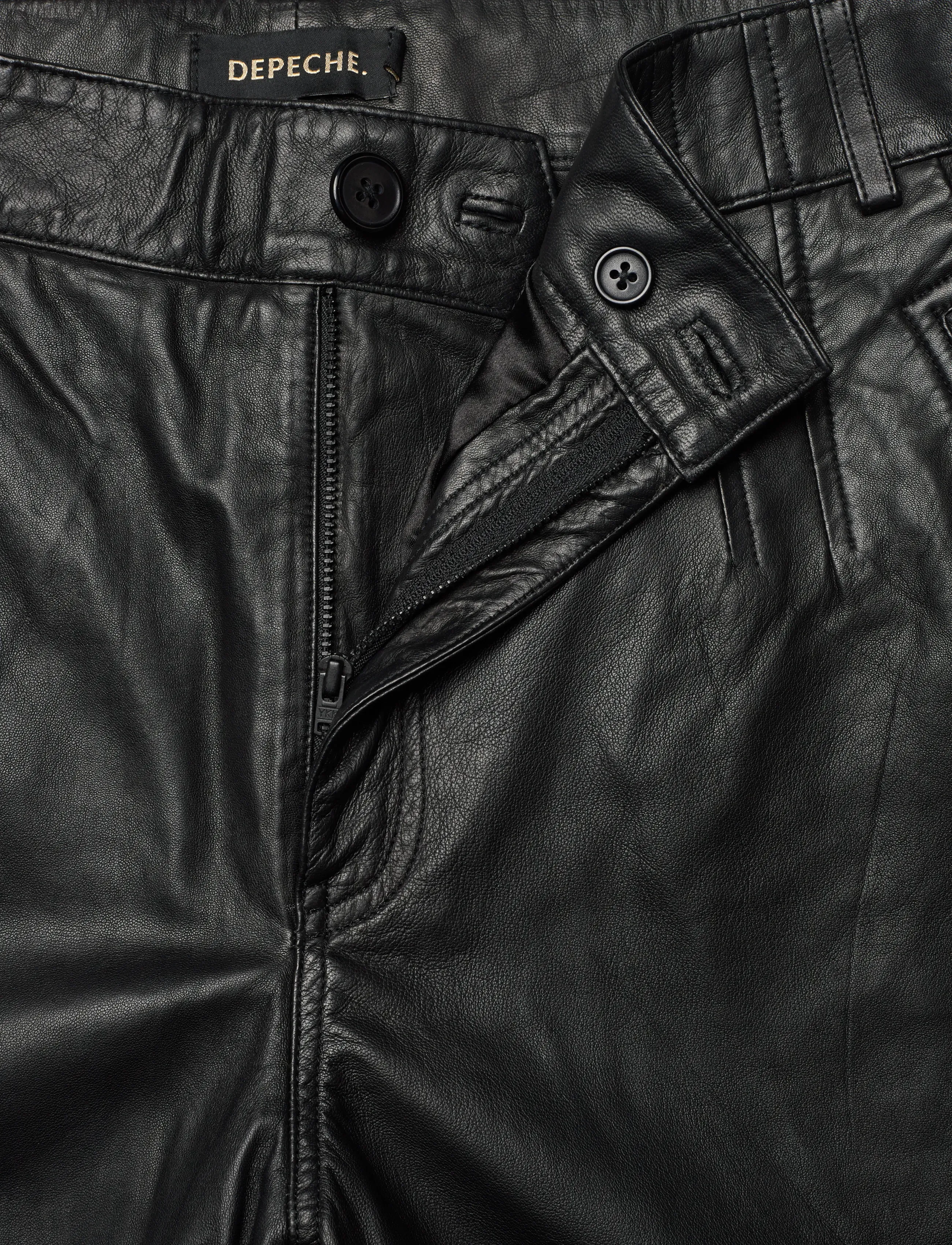 DEPECHE - BeccaDEP HW Pants Ankel Length - læderbukser - 099 black (nero) - 3