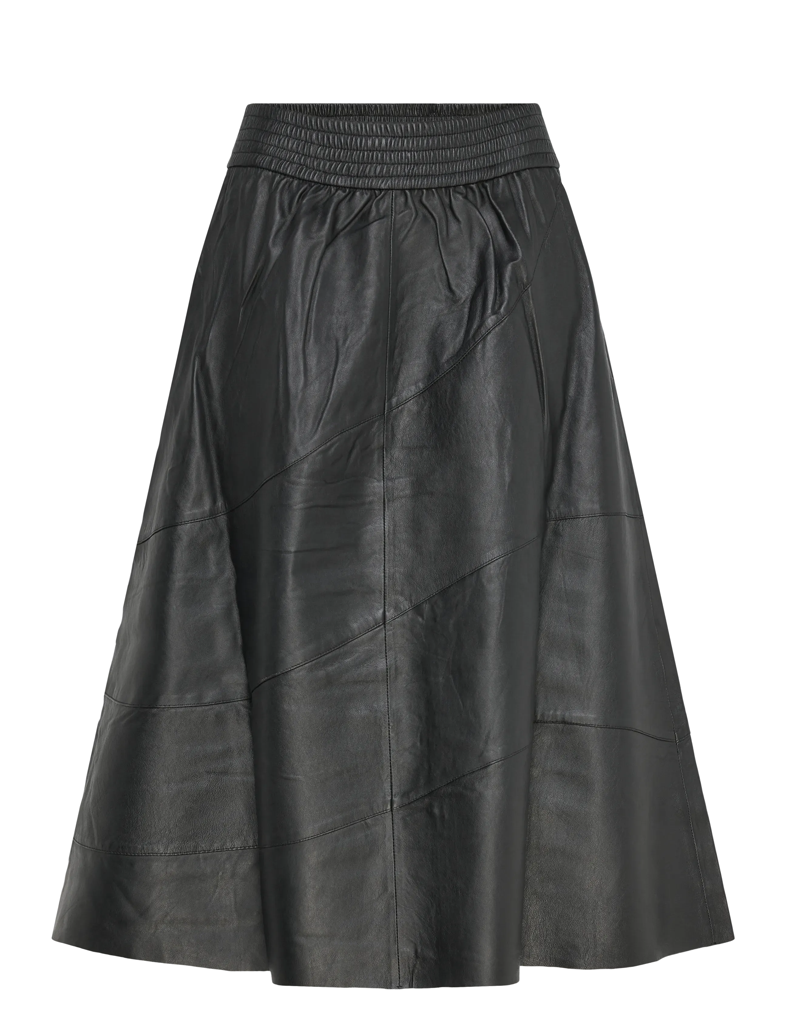DEPECHE Rigadep Skirt, Kvinder, Smock Talje Læder Nederdel, Sort, Str: 34