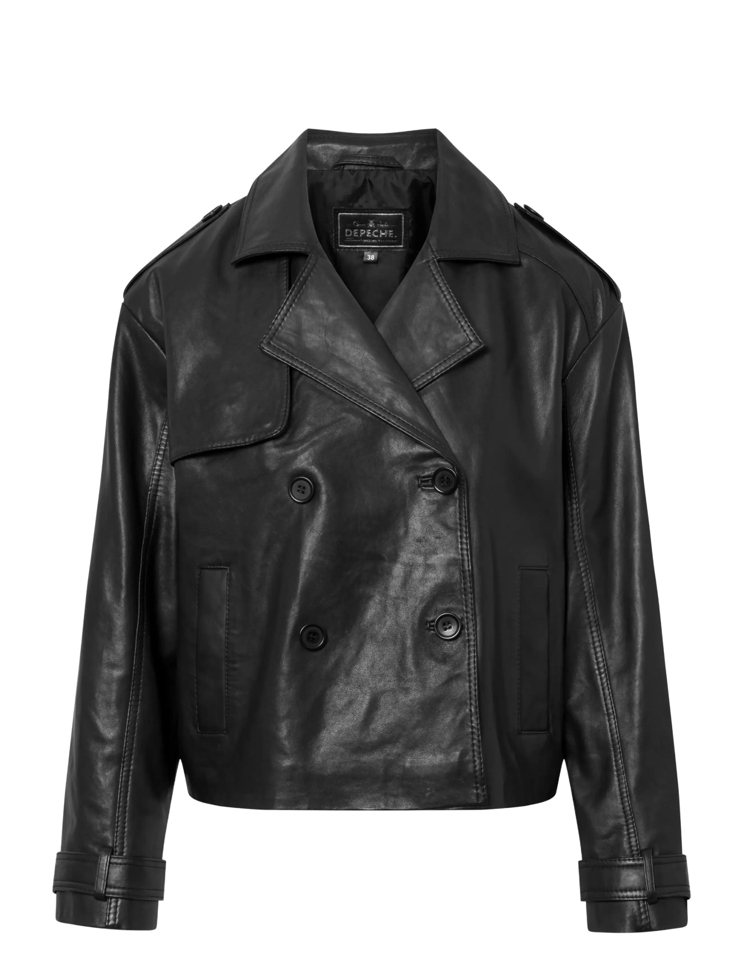 DEPECHE Maydep Short Trenchcoat, Kvinder, Kort Trenchcoat, Sort, Str: 36