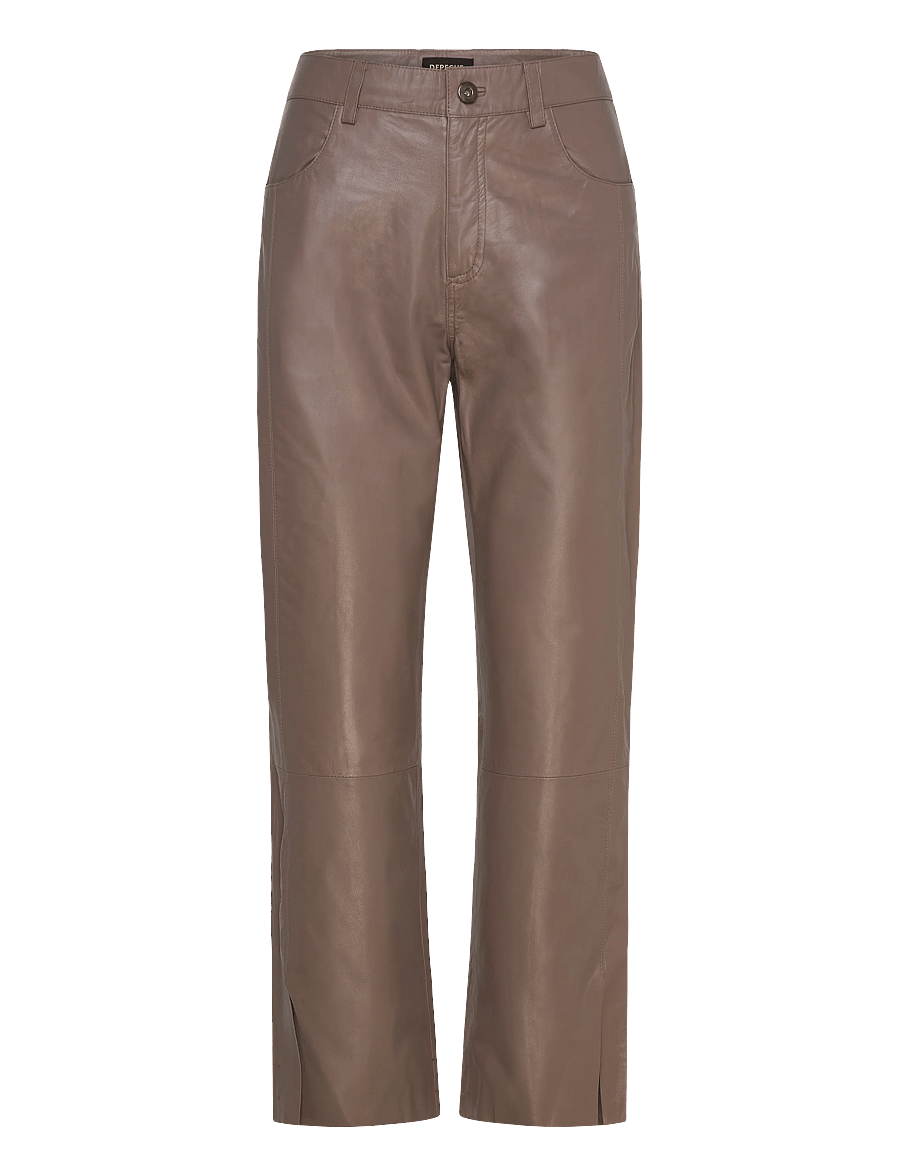 DEPECHE - BindyDEP HW Pants 7/8 Length Straight Leg - skinnbyxor - 168 latte - 0