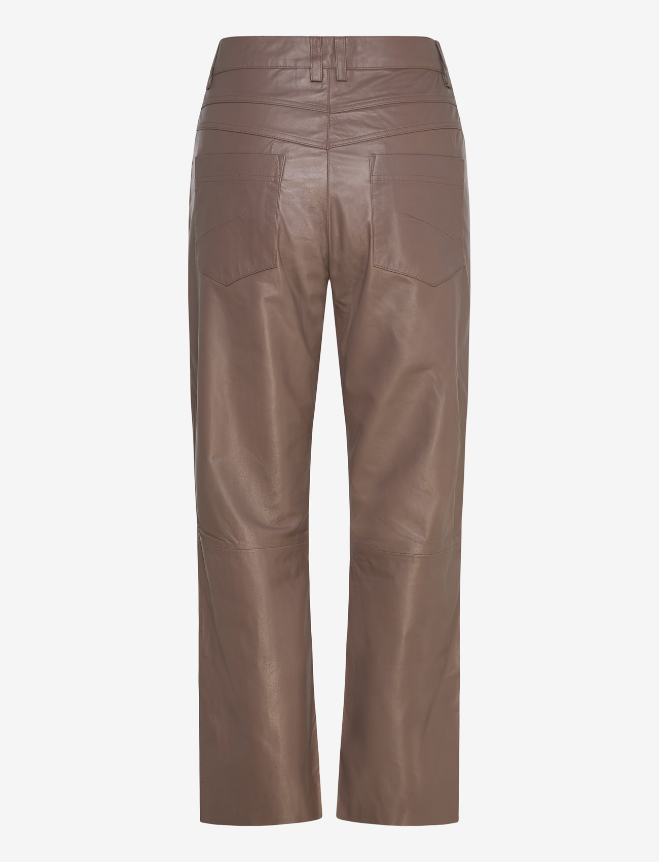 DEPECHE - BindyDEP HW Pants 7/8 Length Straight Leg - læderbukser - 168 latte - 1