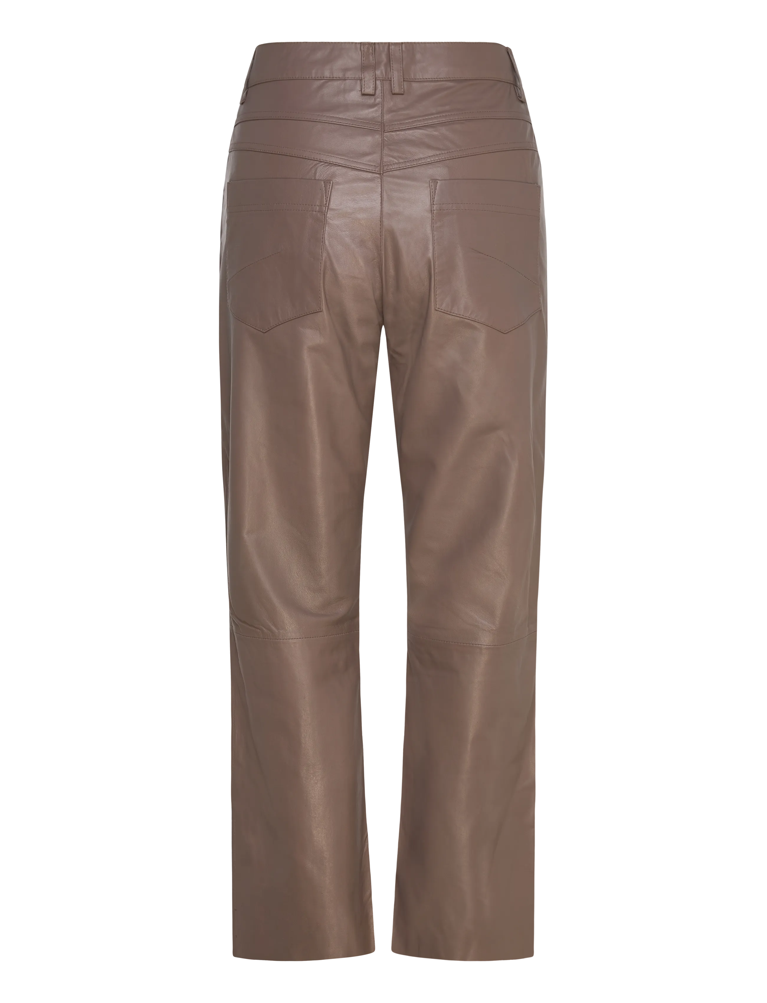 DEPECHE - BindyDEP HW Pants 7/8 Length Straight Leg - leather trousers - 168 latte - 1