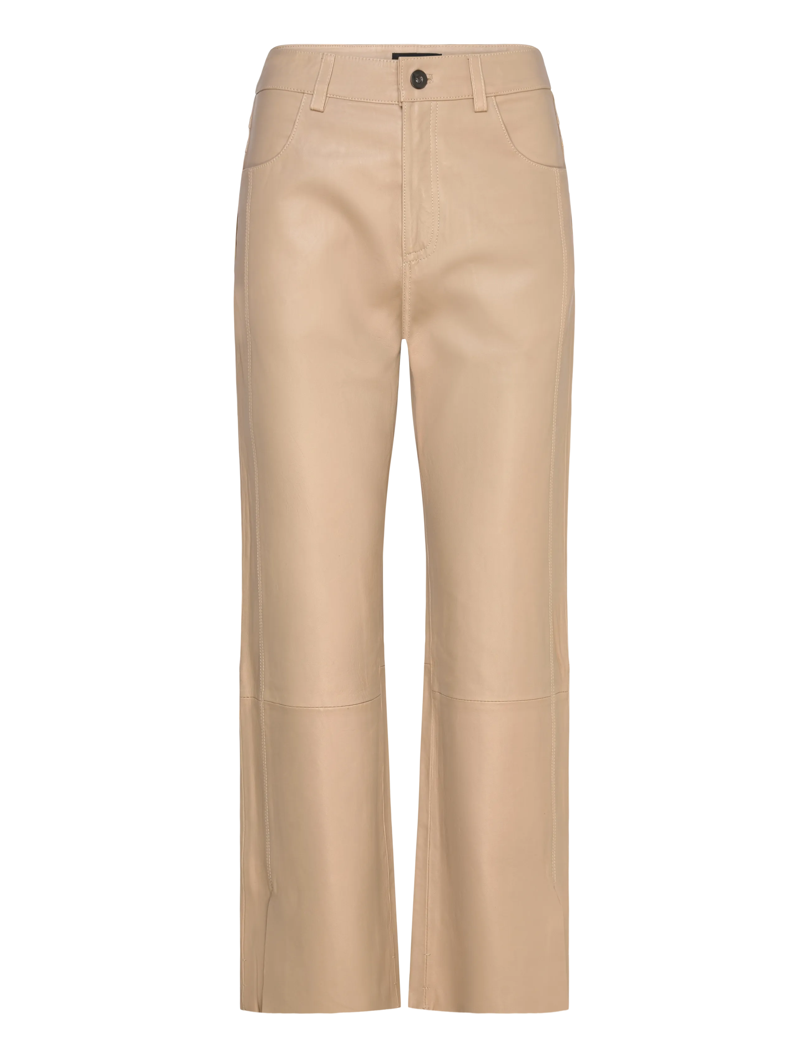 DEPECHE BindyDEP HW Pants 7/8 Length Straight Leg - Nahkpüksid - 177 CREAM / beige