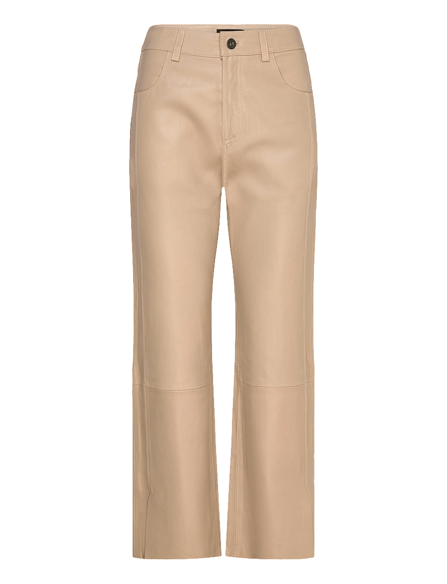 DEPECHE - BindyDEP HW Pants 7/8 Length Straight Leg - læderbukser - 177 cream - 0