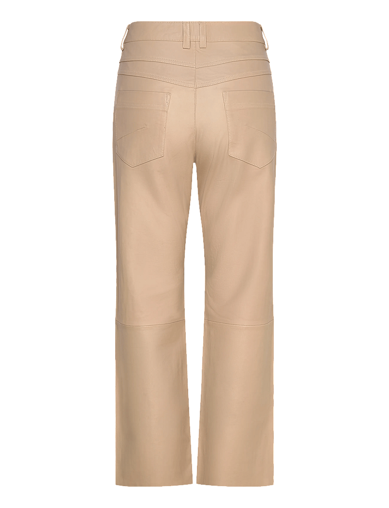 DEPECHE - BindyDEP HW Pants 7/8 Length Straight Leg - leather trousers - 177 cream - 1