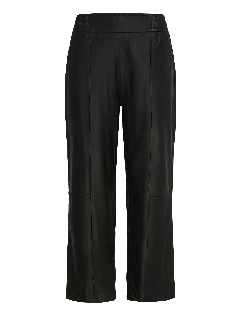 DEPECHE - SallyDEP HW Pants 7/8 Length Straight Leg - nahkpüksid - 099 black (nero) - 0